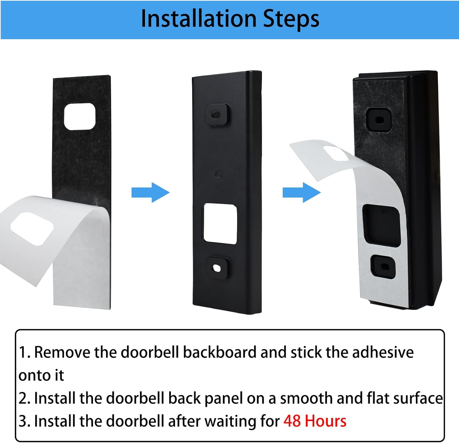 No Drill Doorbell Mount Double Sided Stick Tape Compatible with Eufy Doorbell E340/C31, Anti-Theft Door Mounting Bracket, 5 PCS Adhesive Door Mount and 1 Pcs Doorbell Key Replacement Tool image number 6
