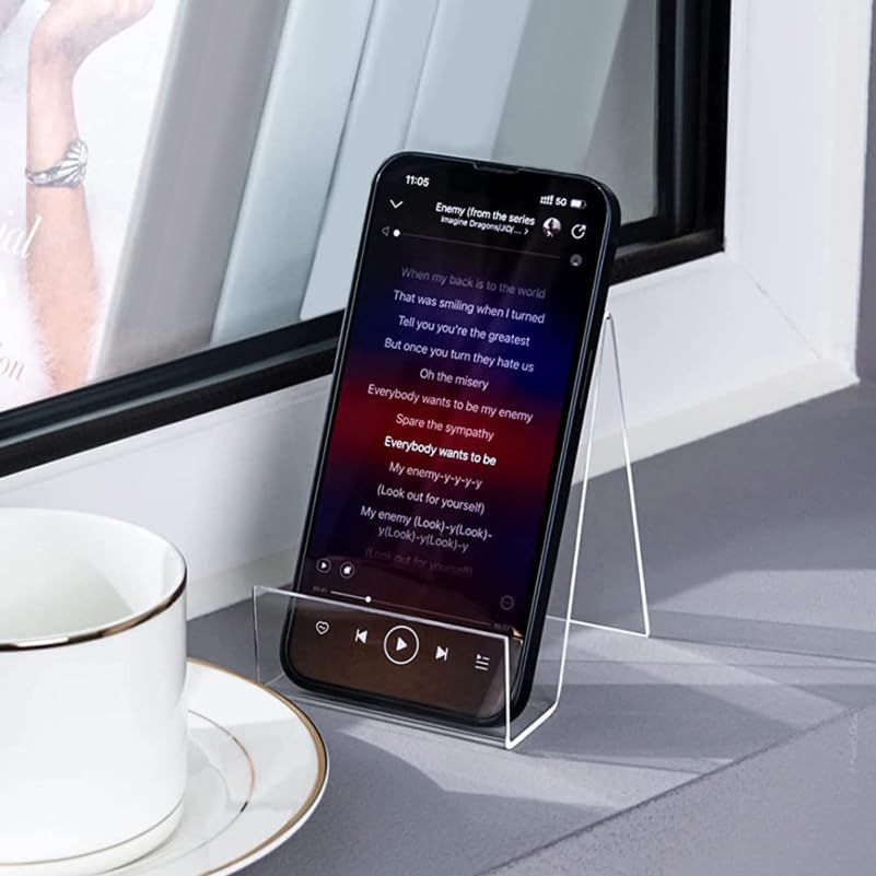 STOBOK 2Pcs Acrylic Book Stand Clear Display Racks Slip-Resistant Table Stands for Books Files and Artwork Calendar Brackets for Home and Office Use image number 1