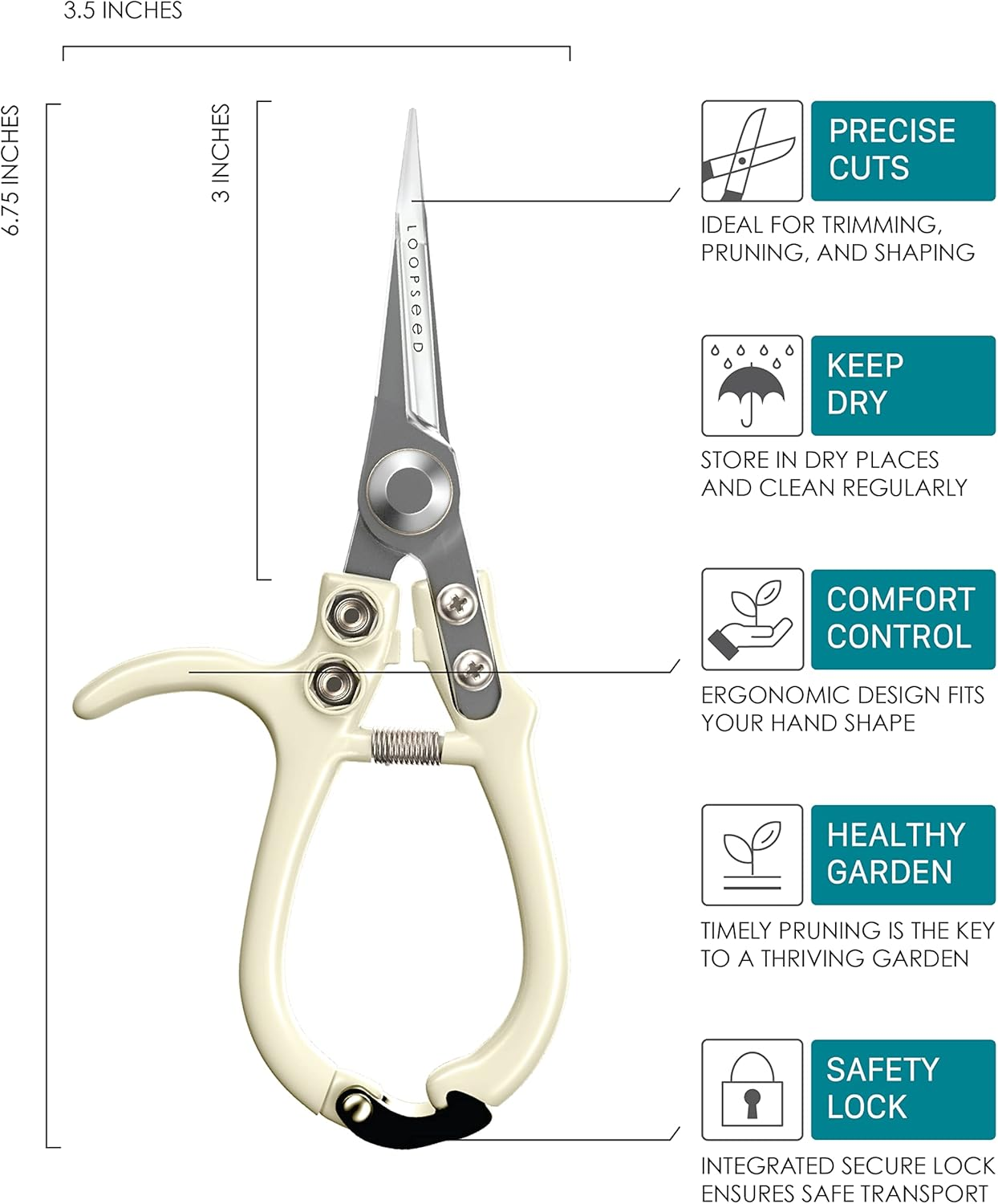 Plant Pruning Shears with Vegan Leather Sheath Garden Trimming Scissors with Belt Holster Bonsai Trimmers Herb Snips Flower Clippers Modern Tools 2 Piece Bundle (Cream Pruner Beige Sheath) image number 6