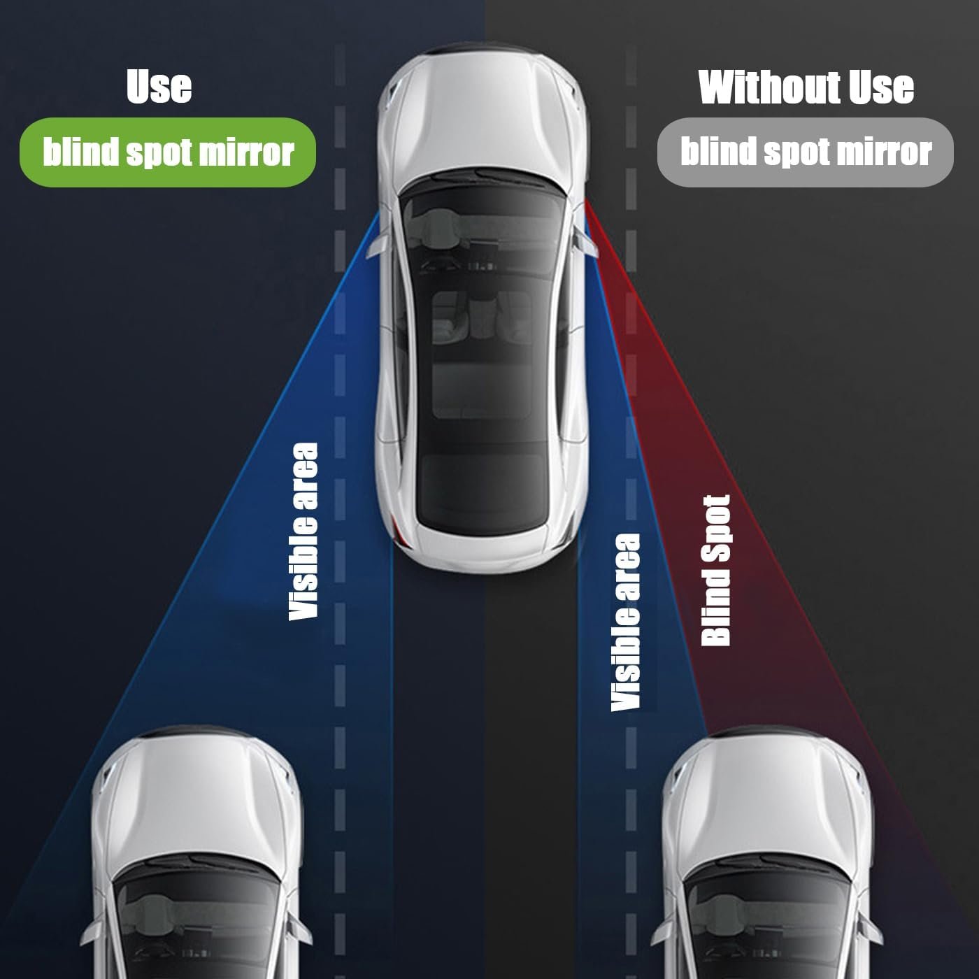 2 Pcs 360&deg; Rotate Car Blind Spot Mirrors HD Glass Side Blindspot Mirror round Shaped Frameless Rear View Mirrors with Suction Cup, Car, Van, SUV, and Trucks Accessories (Silver) image number 6