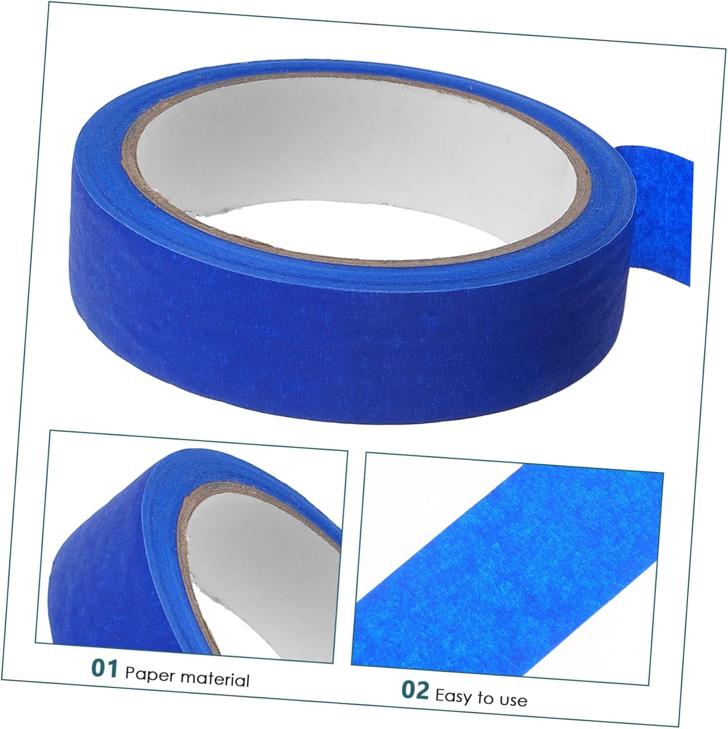 Generic High Strength Adhesive Masking Tape for Artists 6 Rolls of 25Mm X 20M Blue Tape for Watercolor Paper and Auto Painting image number 2