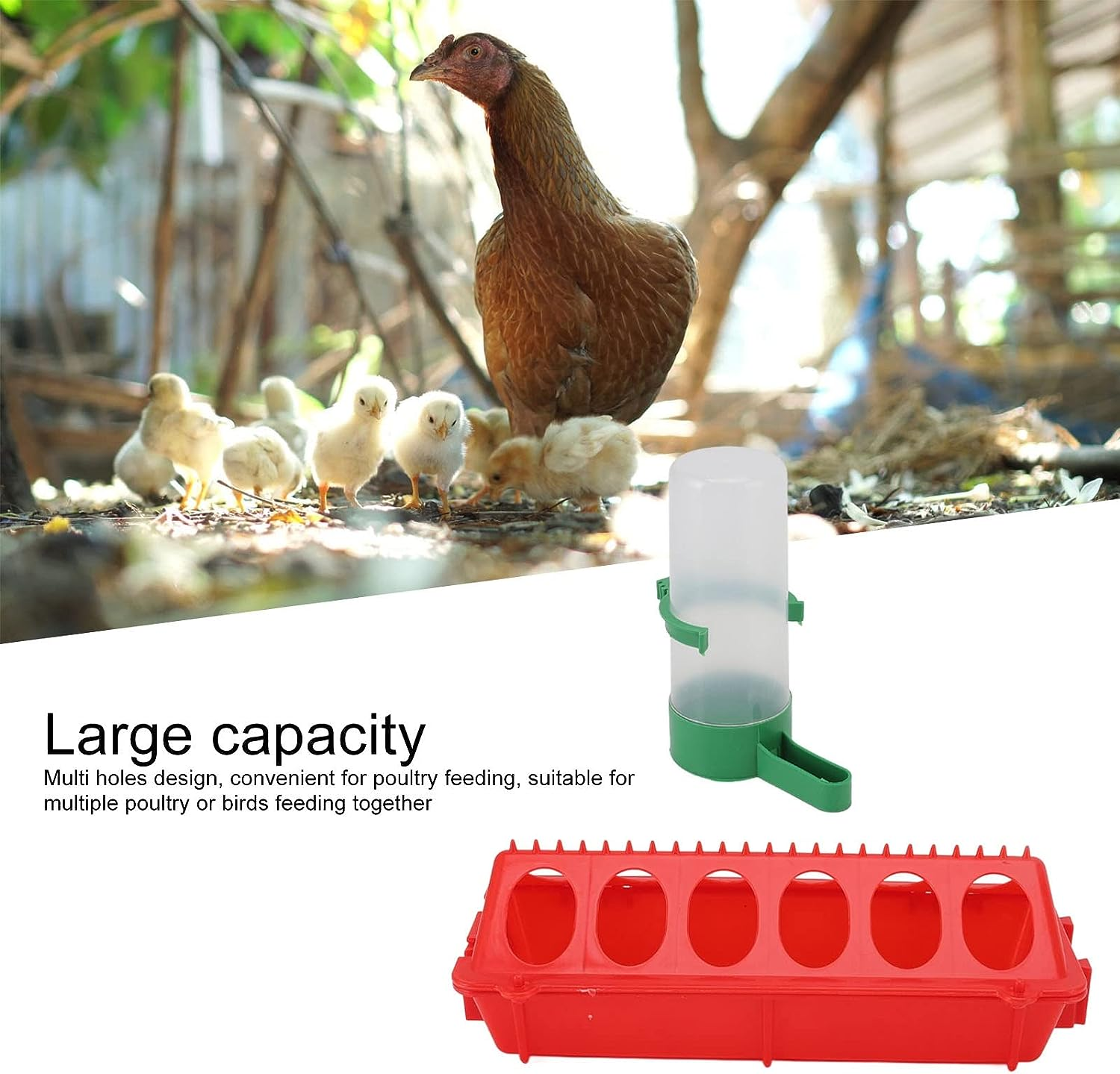 2 Sets, Chicken Trough for Poultry Equipment Feeders Birds (L Waterer 140ML) image number 1