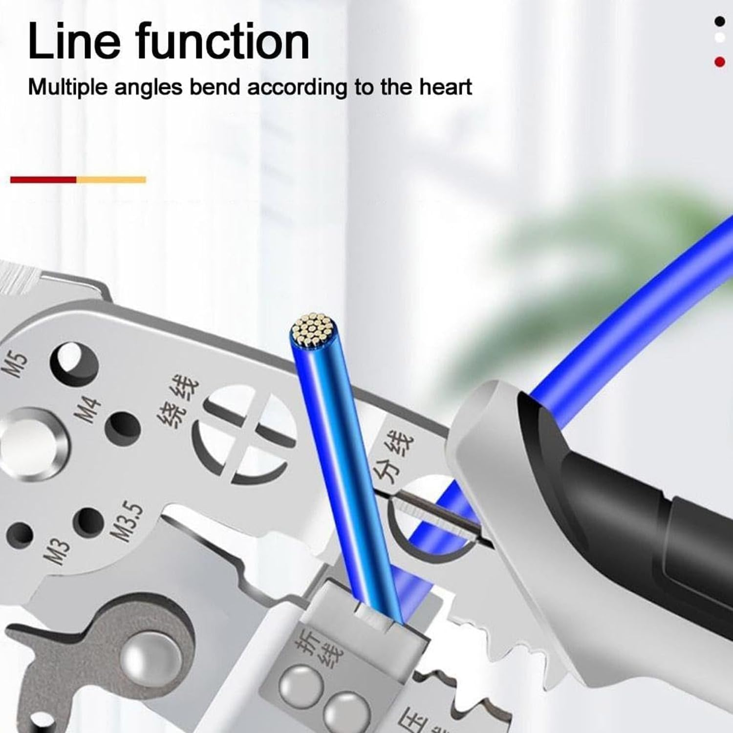 12 in 1 Wire Stripper with Elbow, 7.5-Inch Multifunctional Wire Stripper Crimper Cable Cutter Pliers, Electrician Hand Tools Professional Wire Stripping Tool Electric Wire Straight Head image number 3