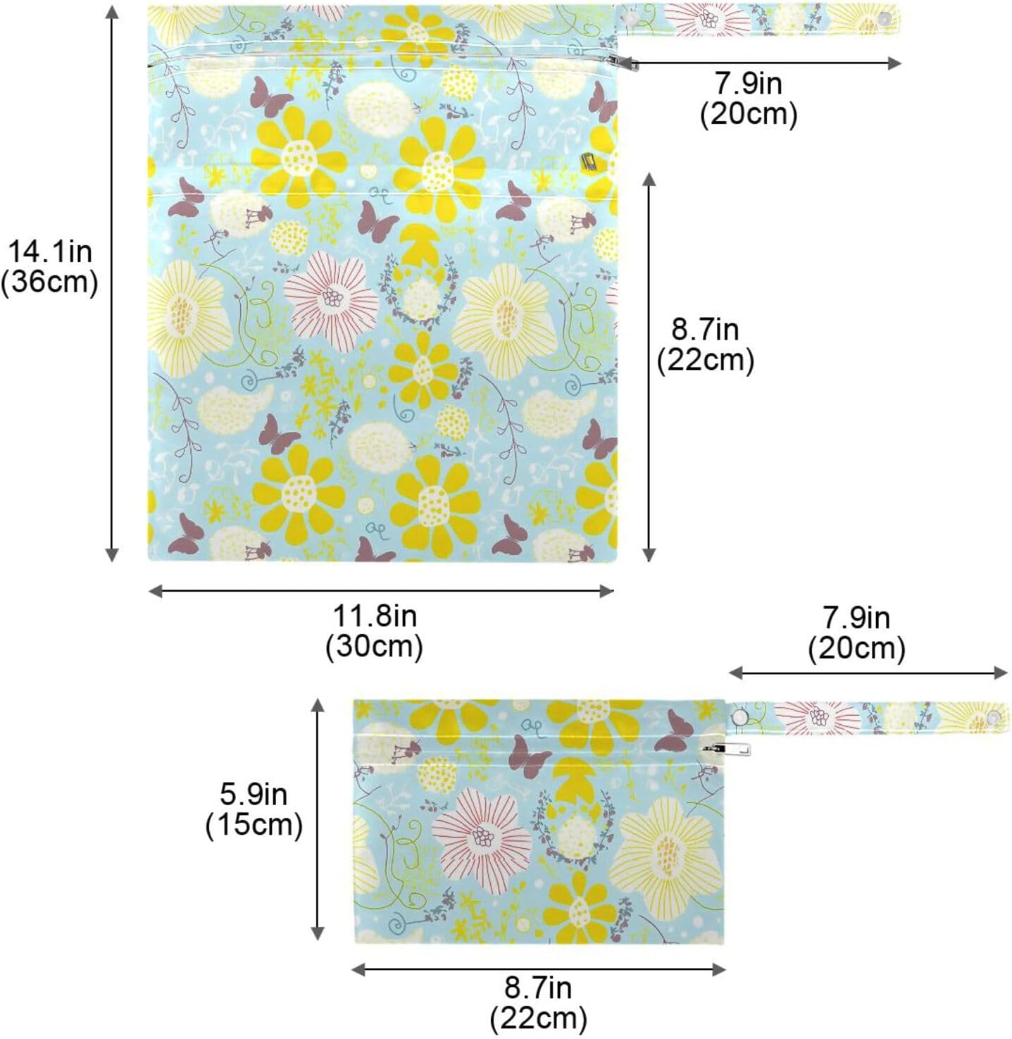 Waterproof Diaper Wet Bag 2 Pack Travel Essentials for Baby with Handles for Travel, Pool (Spring Flowers Light Color) image number 1