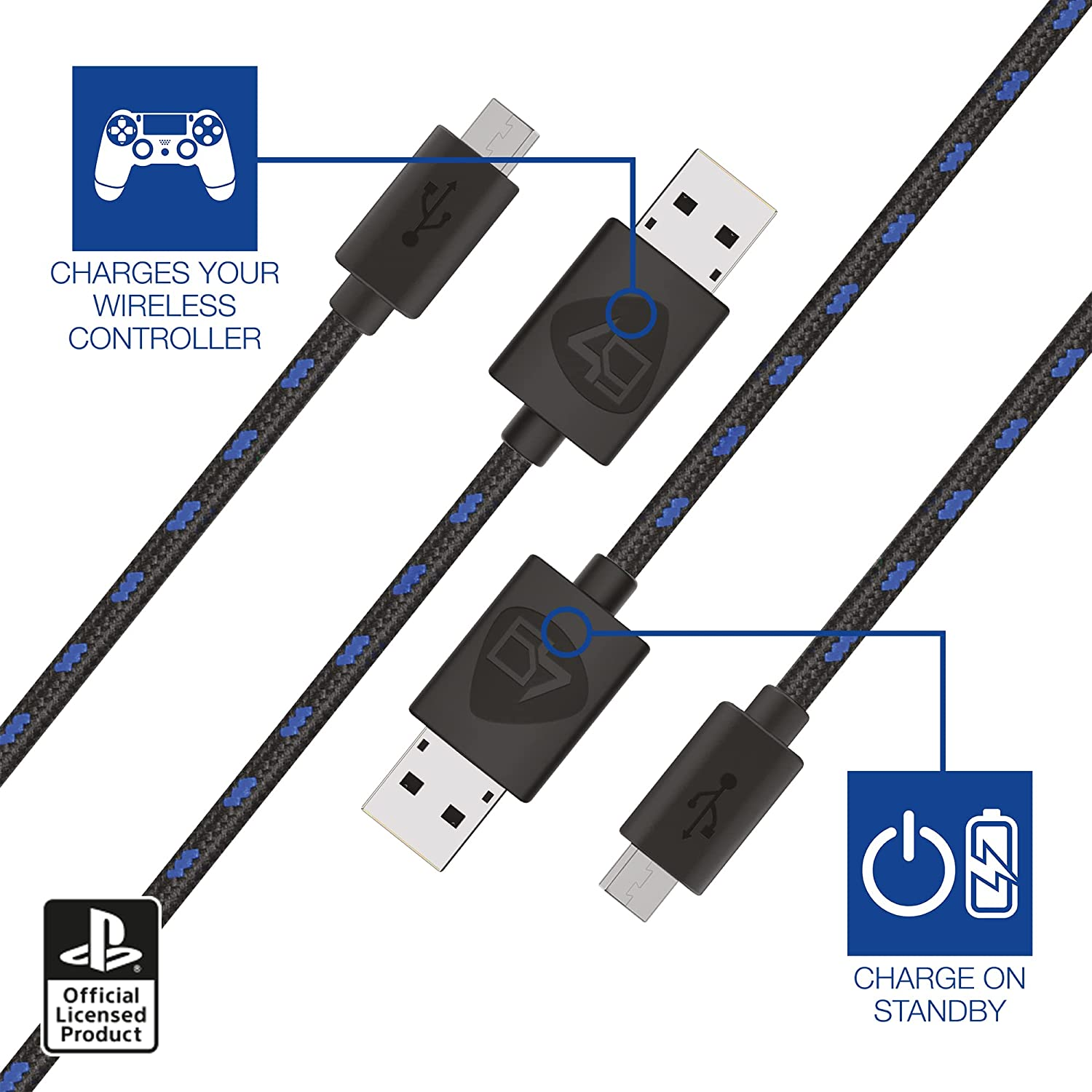 4Gamers SP-C10 3M Twin Play & Charge Cables for PS4 image number 4