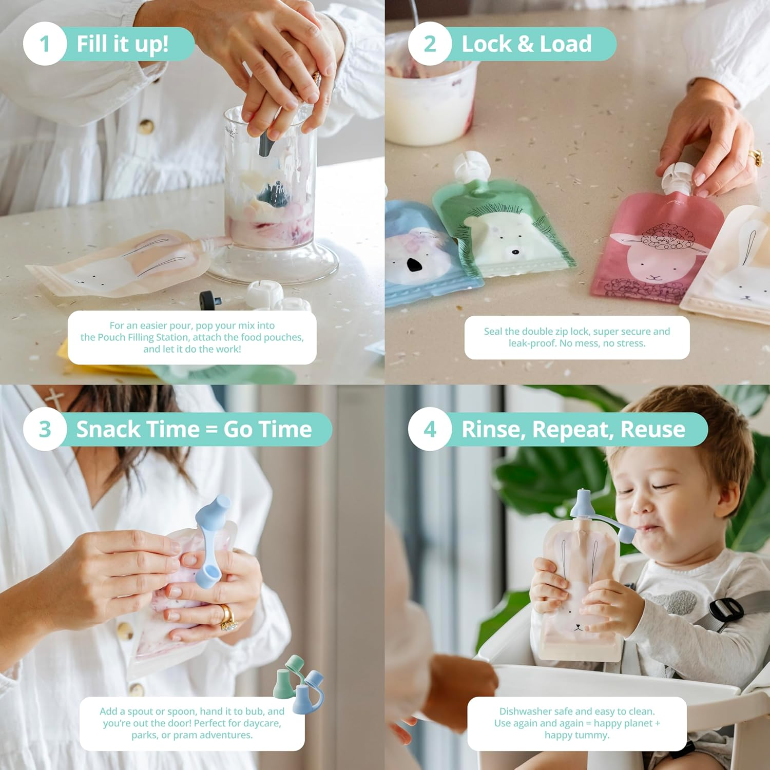 Cherub Baby Reusable Puree Pouch Filling Station 500ML for Reusable Food Pouches | No Mess Baby Food Prep System | Batch Cooking Essential | Easy Fill Puree Maker Accessory image number 4