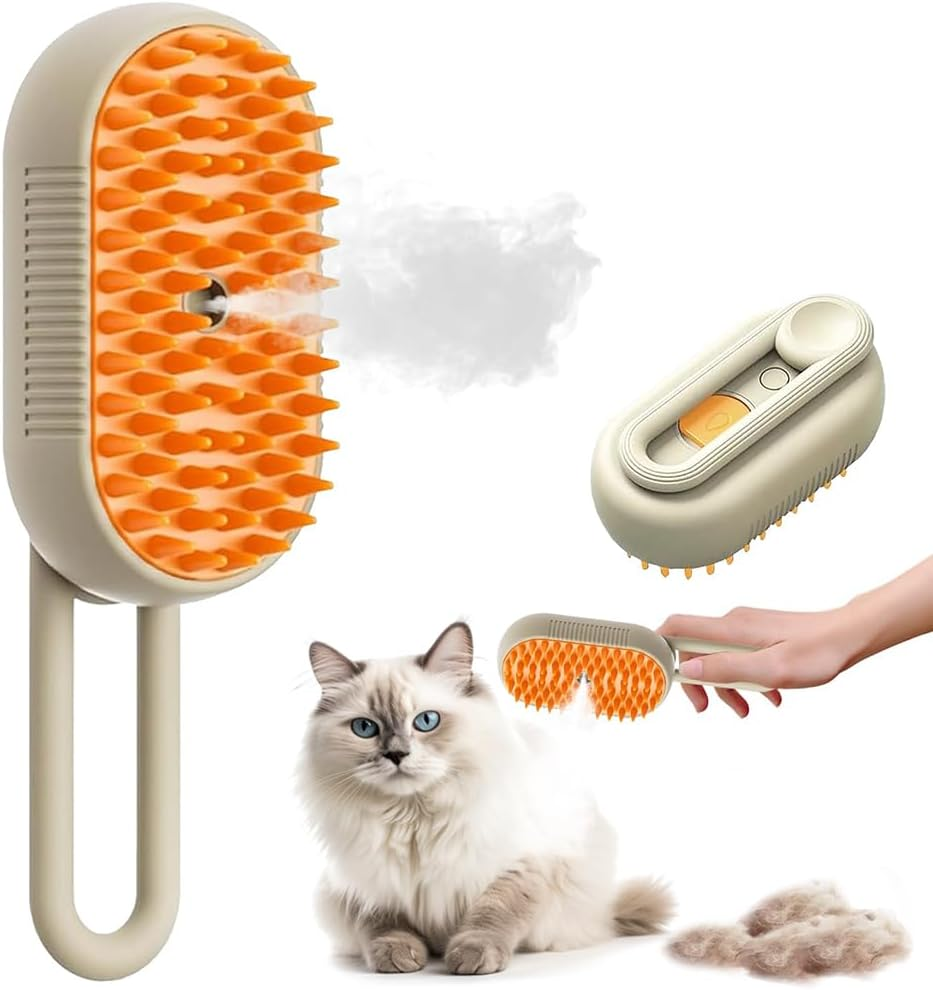 Cat Brush with Steam, 3 in 1 Cat Brush Steaming Cat Spray Massage Comb Cat Brush with Water, Steamy Brush Cat Pet Spray Massage Comb Cat Brush for Massage Hair Removal image number 4
