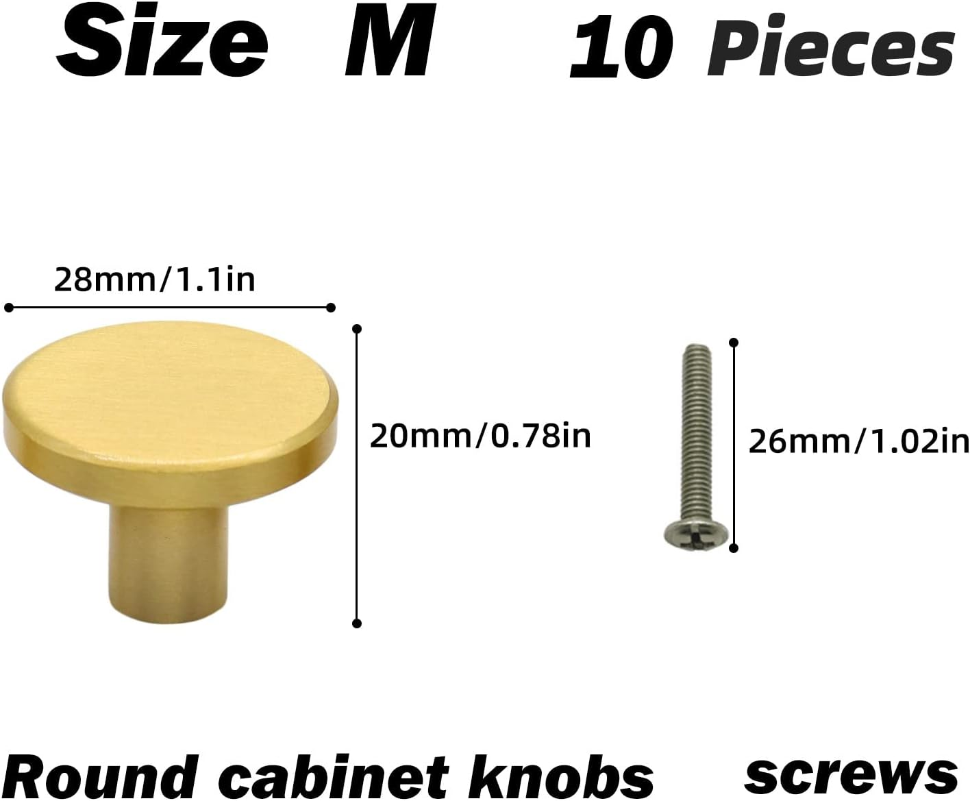 Cabinet Knobs Worthplanet 10 Pack 28 X20Mm Brushed Brass Cabinet Knobs Gold Drawer Knobs for Dresser Drawers Kitchen Bathroom Hardware Door Knobs W200020 (M) image number 6