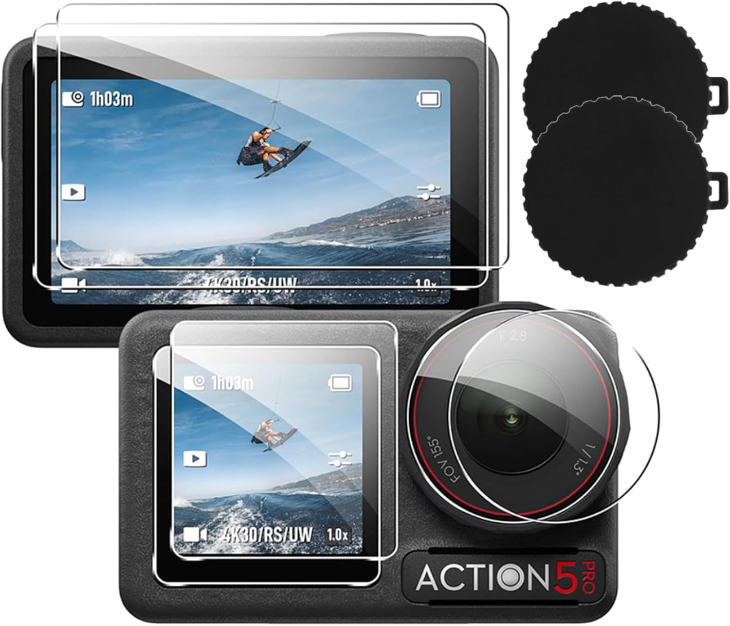 NXPUXP Screen Protector for DJI Osmo Action 5 Pro, Suitable for DJI Osmo Action 5 Pro Accessories, Tempered Glass Screen Protector Pack of 6 + 2 Lens Silicone Cases, Suitable for DJI Action 5 Pro image number 4