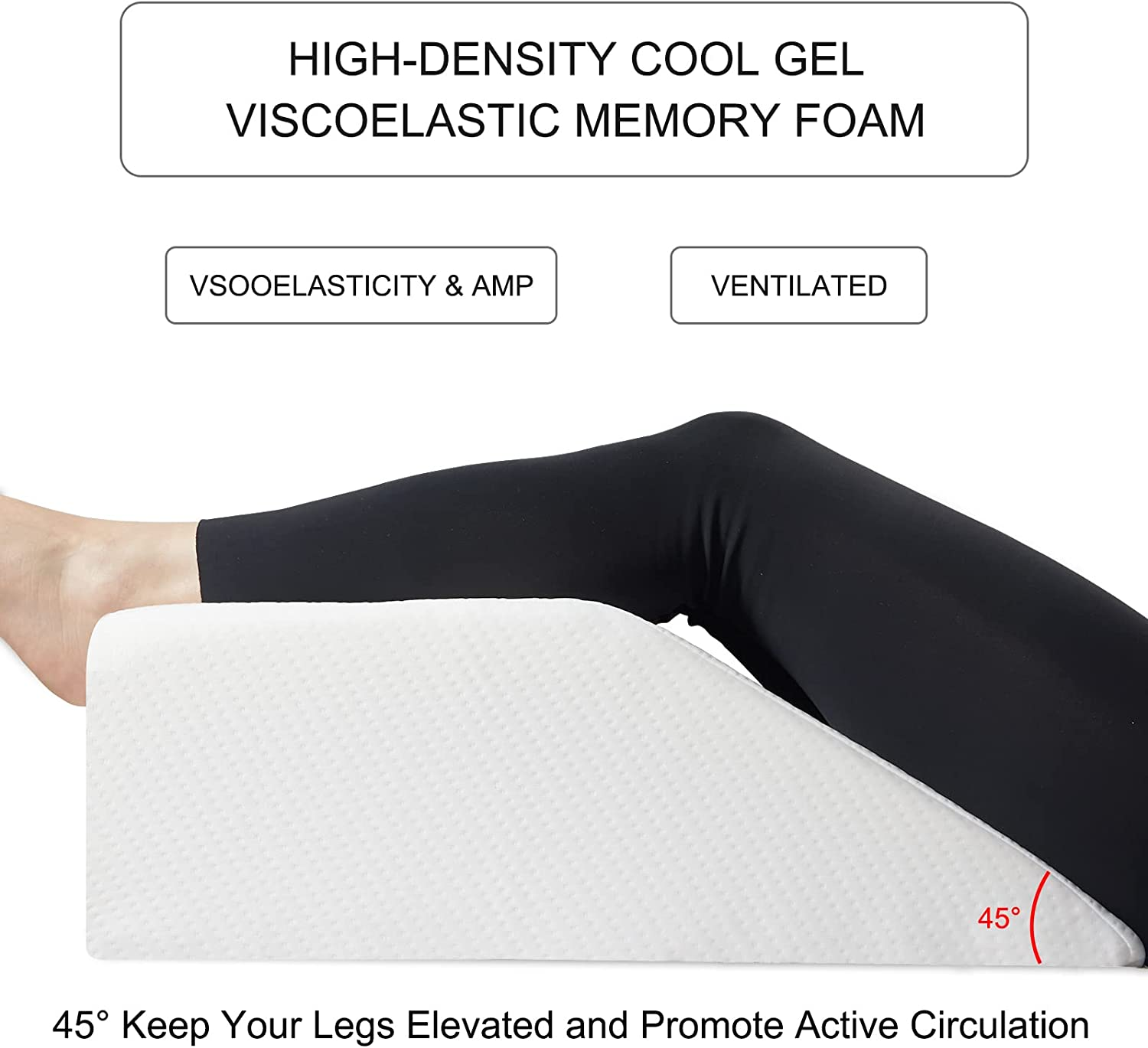 Memory Foam Bed Wedge Leg Elevating Pillow, Leg Pillows for Sleeping, Wedge Pillow to Solve Back Leg Joint Pain,Snoring,Recovery and Reading - Breathable and Washable Cover - Triangle Pillow image number 2