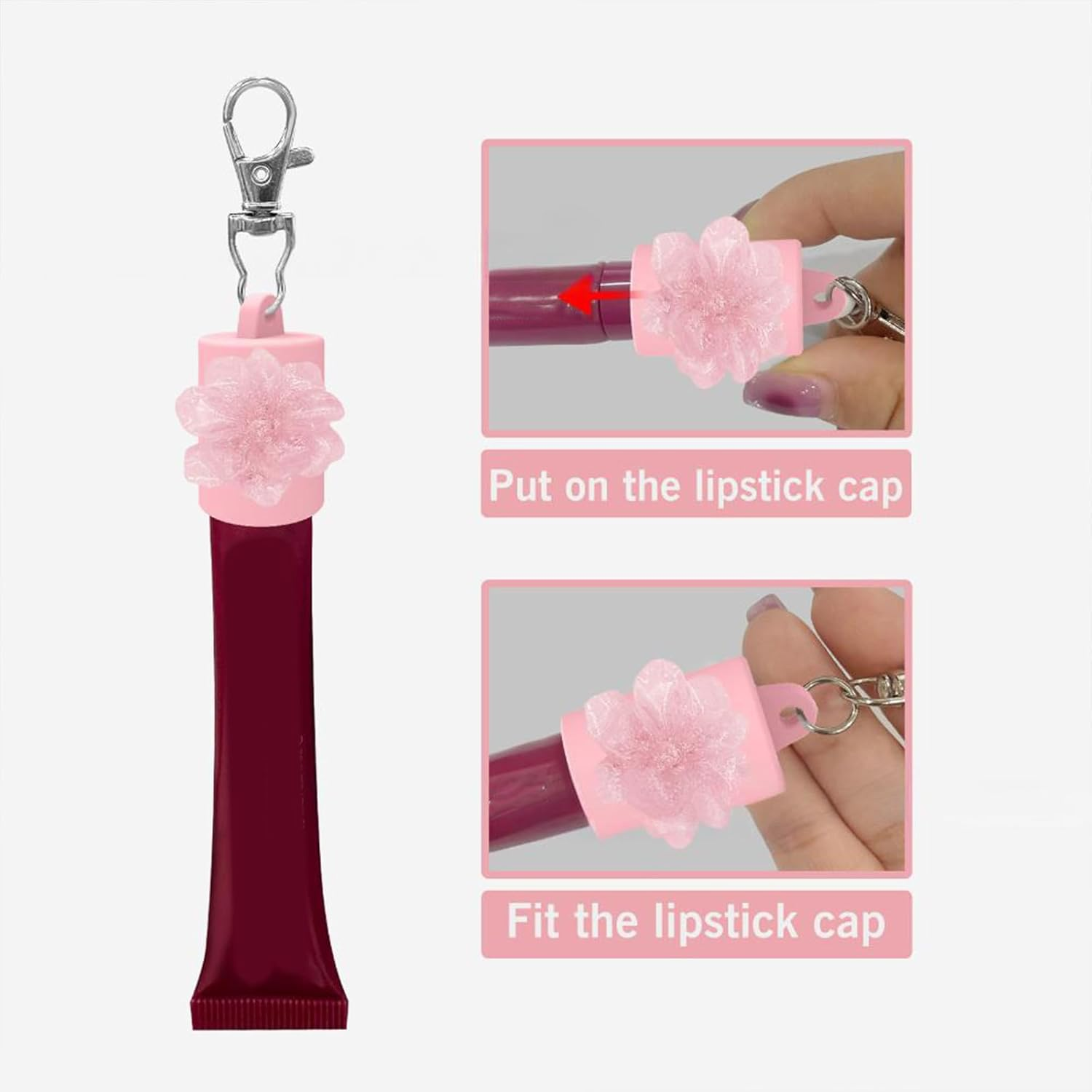 Portable Silicone Lip Gloss Key Holder Cap Leak Proof Design Travel Friendly Cosmetic Container Travel Touch up Atomizer Key Holder - Purple image number 4