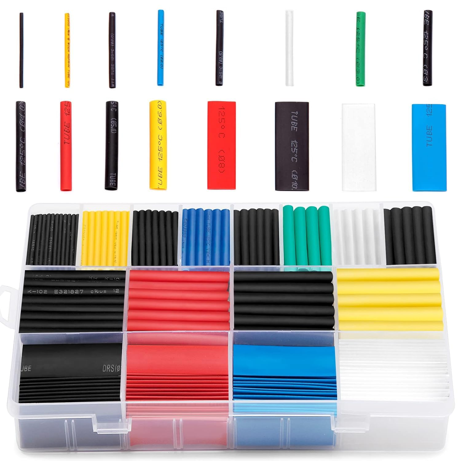 Ginsco 580 Pcs 2:1 Heat Shrink Tube 6 Colors 11 Sizes Tubing Set Combo Assorted Sleeving Wrap Cable Wire Kit for DIY image number 3
