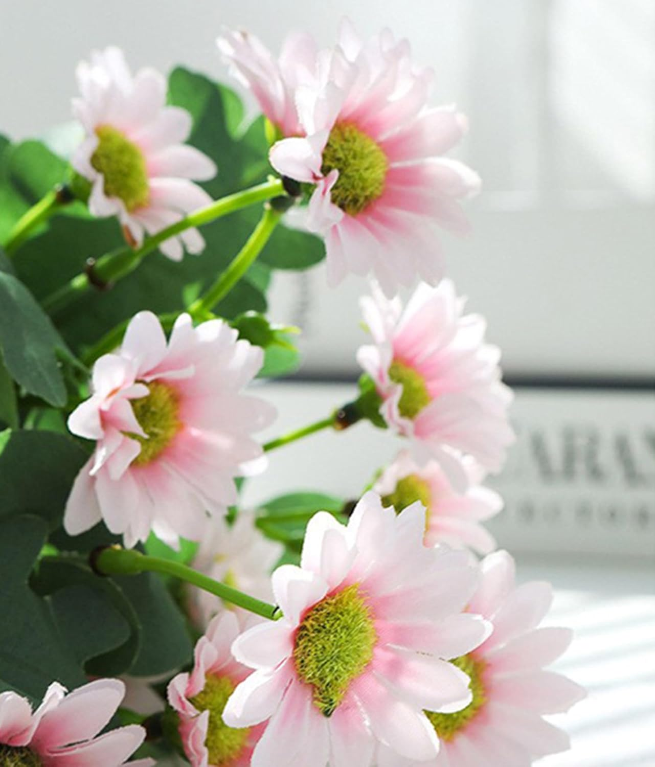 AU020-2 Plastic Material Pink Fake Small Size Chrysanthemums Flower,2 Pcs Faux Floral for Indoor Outdoor Home Kitchen Office Wedding D&eacute;cor,30Cm(11.8") image number 4