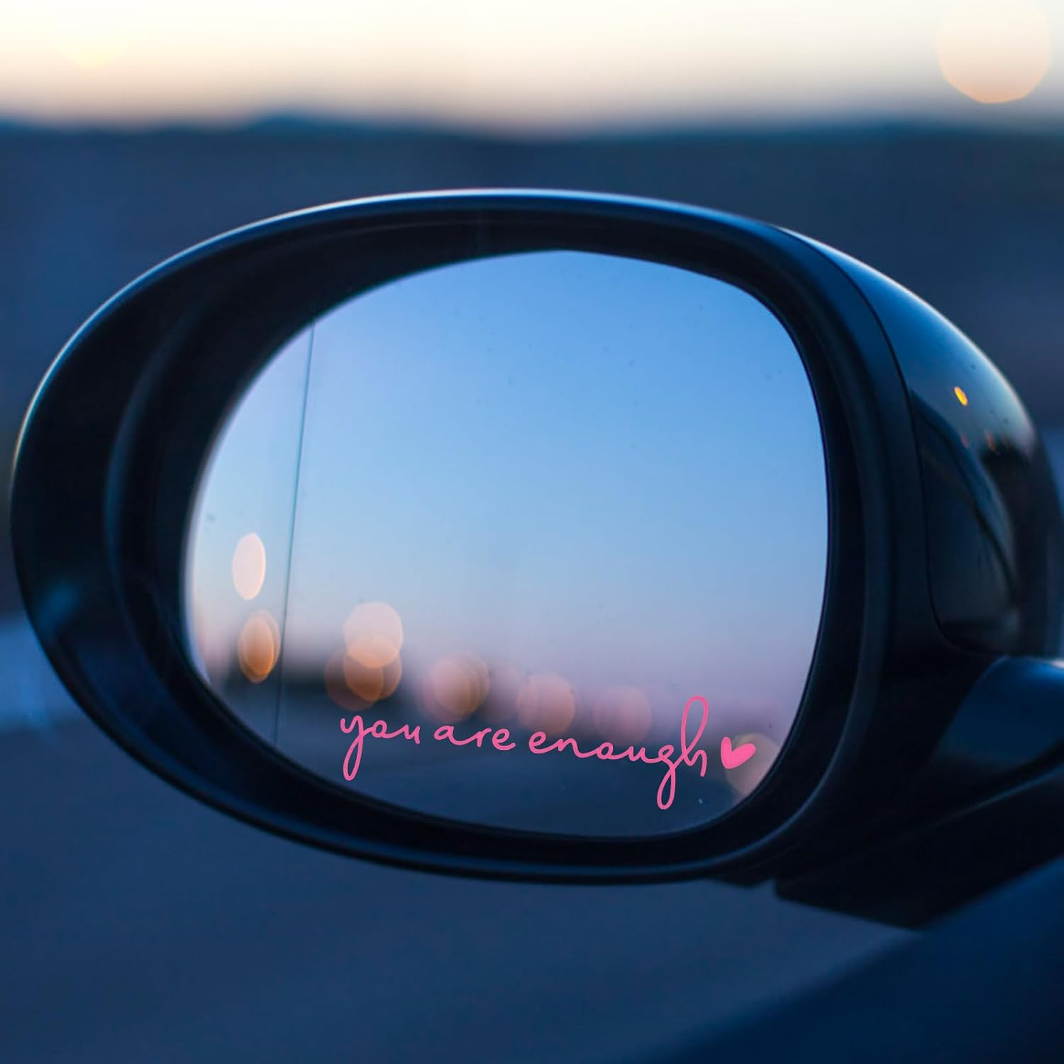 4X You Are Enough Rearview Mirror Decal, Rear View Mirror Sticker, Car Window Decals, Self Affirmations Vanity Mirror Stickers for Women Water Bottle Laptop Bumper Car Accessories Gifts (Pink) image number 3