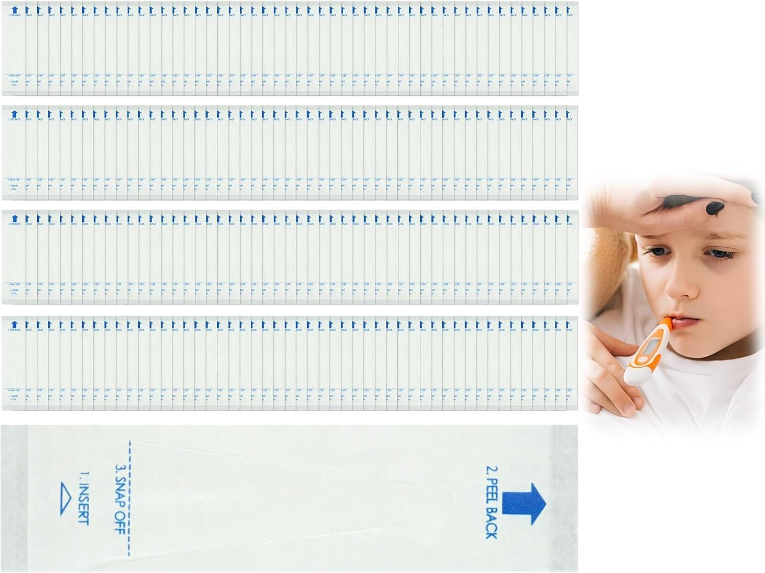 200 Pcs Disposable Protective Covers Sleeves for Home Thermometer, Oral Thermometer Sleeve, Safe Digital Thermometer Probe Cover Flexible, Hygienic Professional for Home (White) image number 2