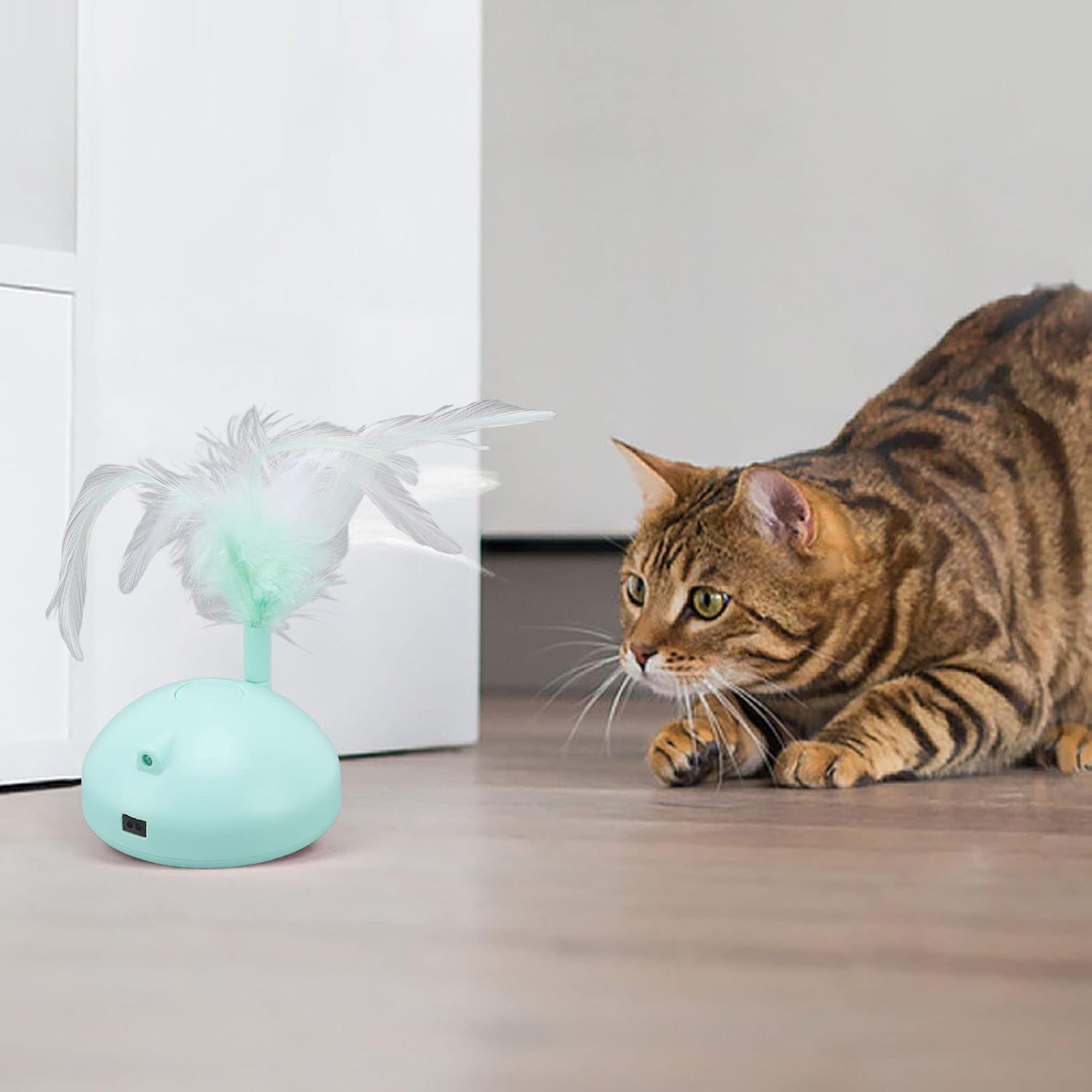 Rechargeable Electric Cat Toy Sphere with Feather USB Interactive Induction Play Sphere for Cats 360 Degree Intelligent Navigation for Endless Fun Ideal for Indoor Cats image number 2
