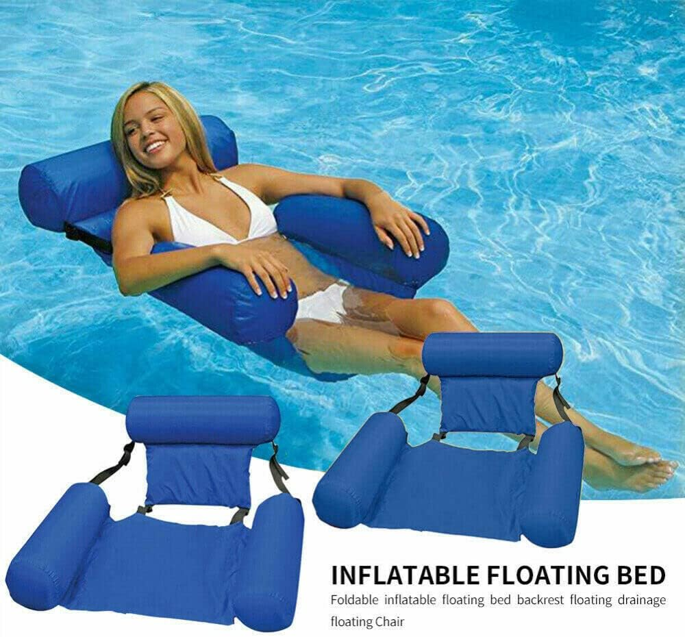 2X Water Hammock Inflatable Float Pool Lounge Bed Swimming Chair Beach Large Blue image number 5