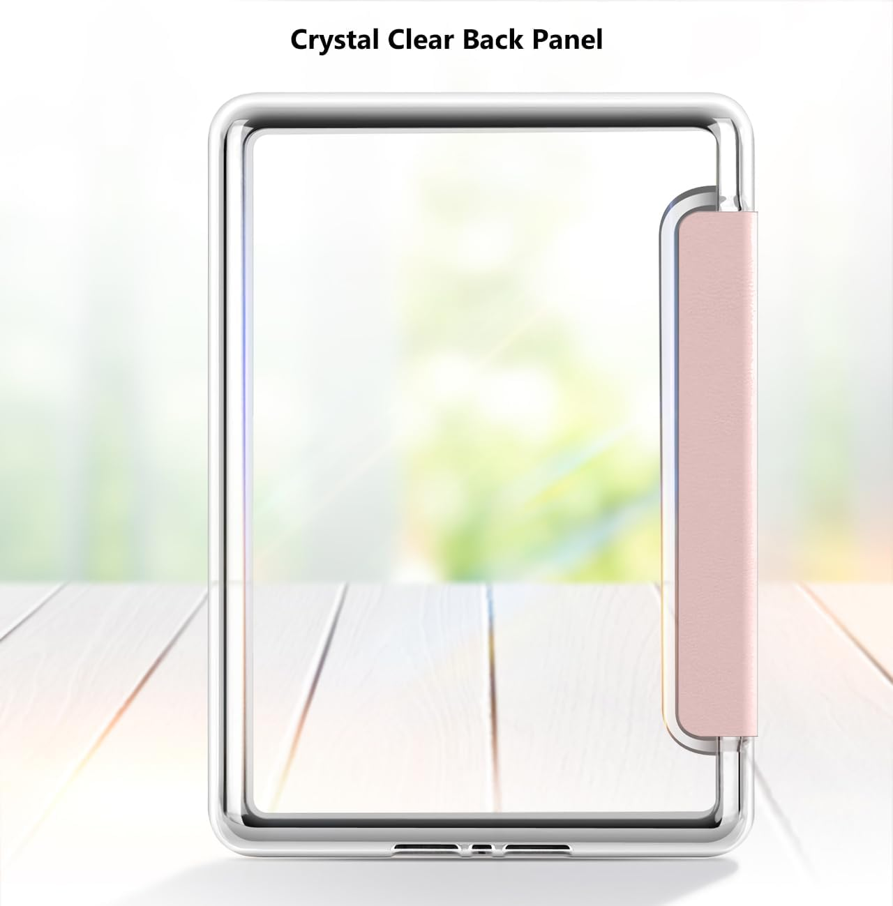 Reelau Case Compatible with 2021 Kindle Paperwhite 6.8 Inch 11Th Generation, Clear Acrylic +Leather Kindle Case 6.8" for Kindle Paperwhite 2021 11Th Gen [Transparent] [Auto Wake Up/Sleeping] (Pink) image number 2