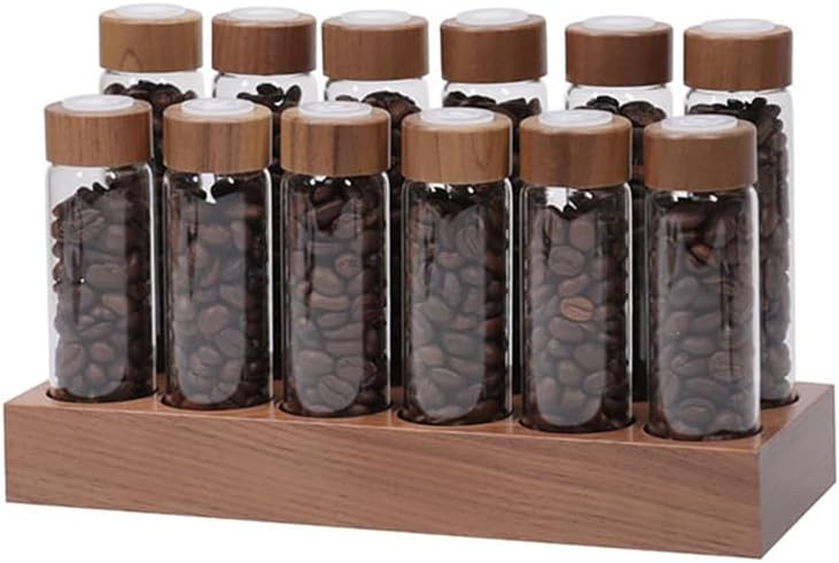 12 Pcs Single Capacity Coffee Bean Storage Tube Tray, Coffee Bean Container,Coffee Containers with Shelf Coffee Bean Dispenser image number 1