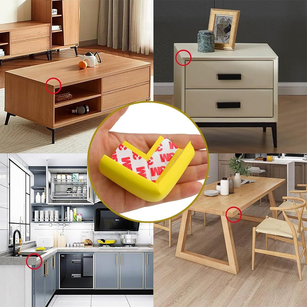 FUNNTY 12 Pack Soft Corner Protector Proofing Edge and Corner Guards, Safety Pre-Taped Furniture Bumper for Fireplace, Table, Stair, Cabinet image number 1