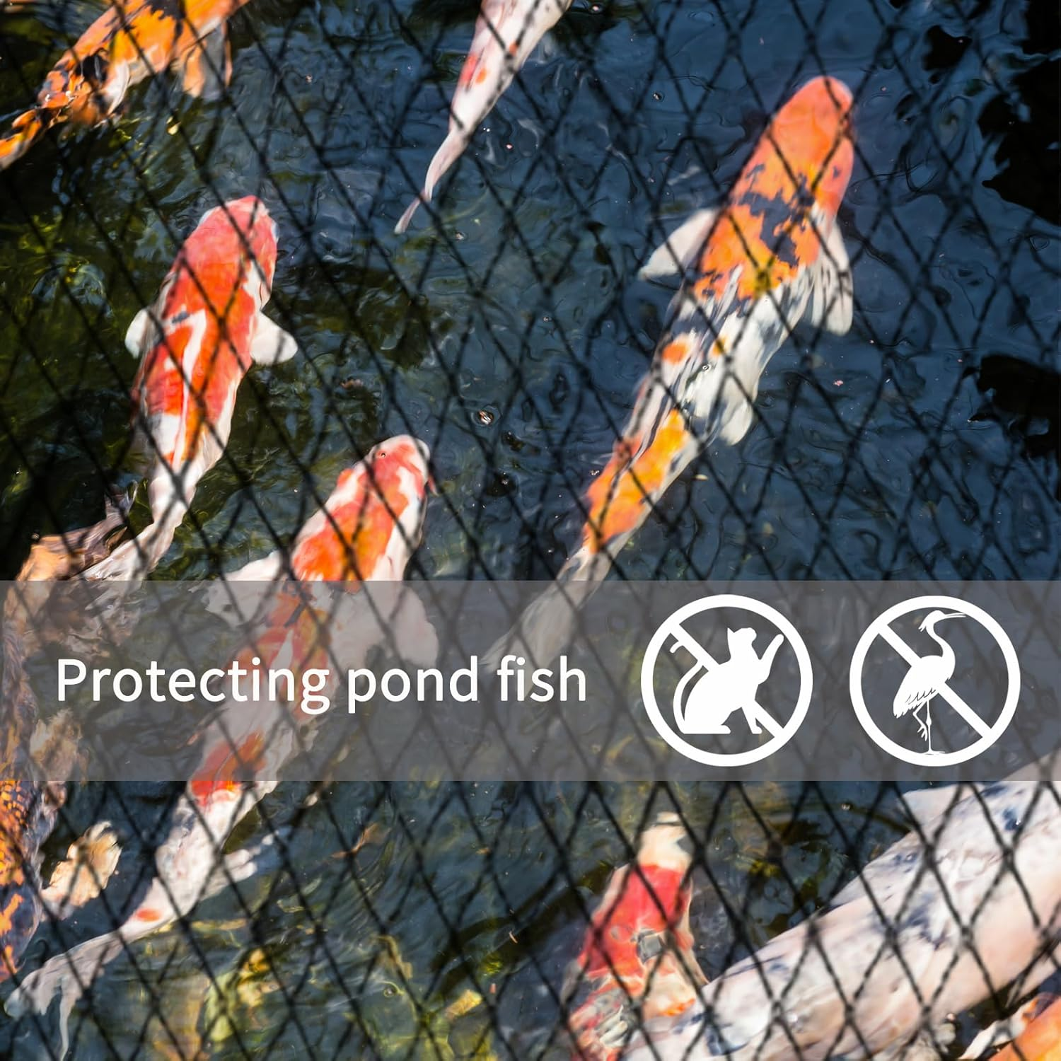 Tianzhi Black Pond Cover, 4.5X4.5M Heavy-Duty Woven Net, Protects Koi, Fruits & Vegetables, Includes 14 Plastic Anchors & 10 U-Shaped Nails image number 1