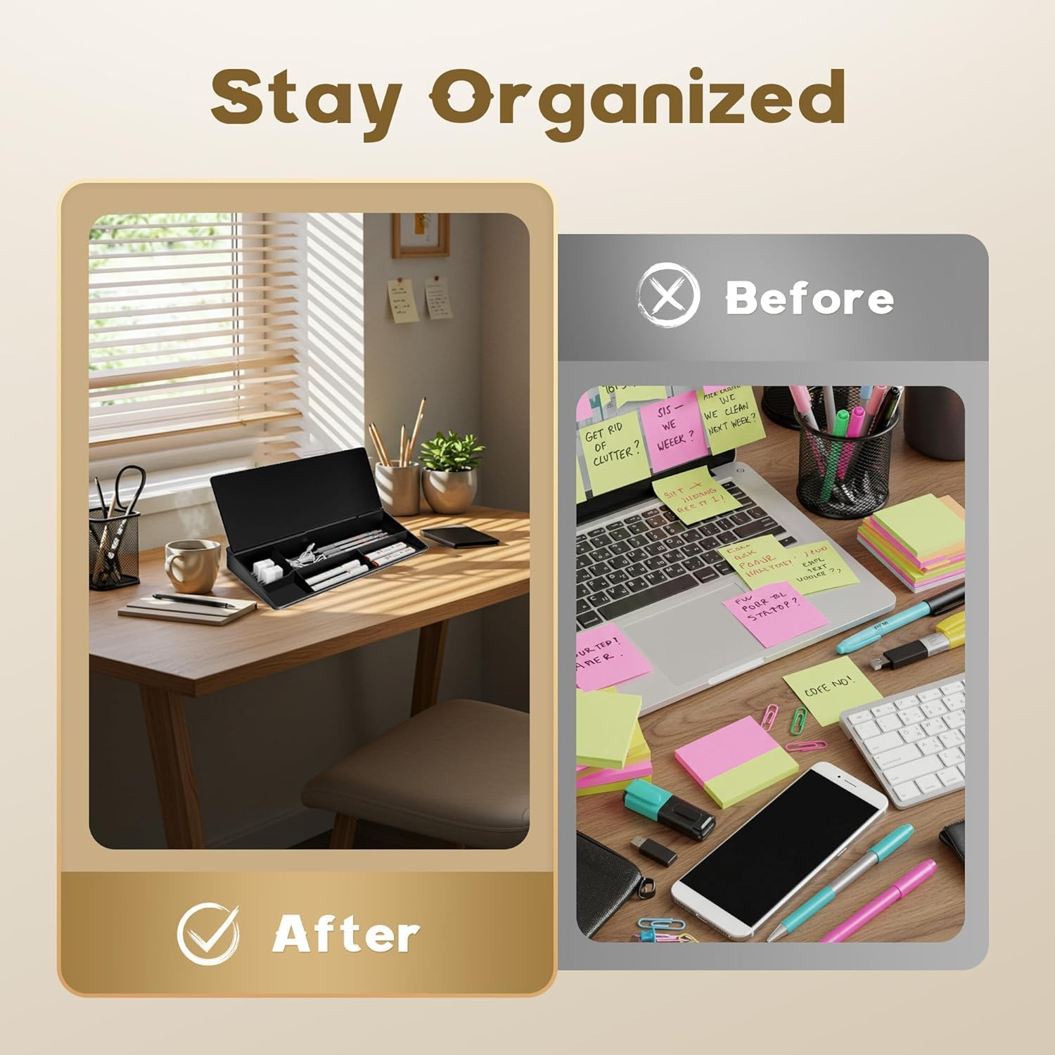 Mumoo Bear Desktop Whiteboard, Dry Erase Board Computer Keyboard Stand with Marker, Desk Organizers with Accessories for School, Home and Office Supplies (Black) image number 2