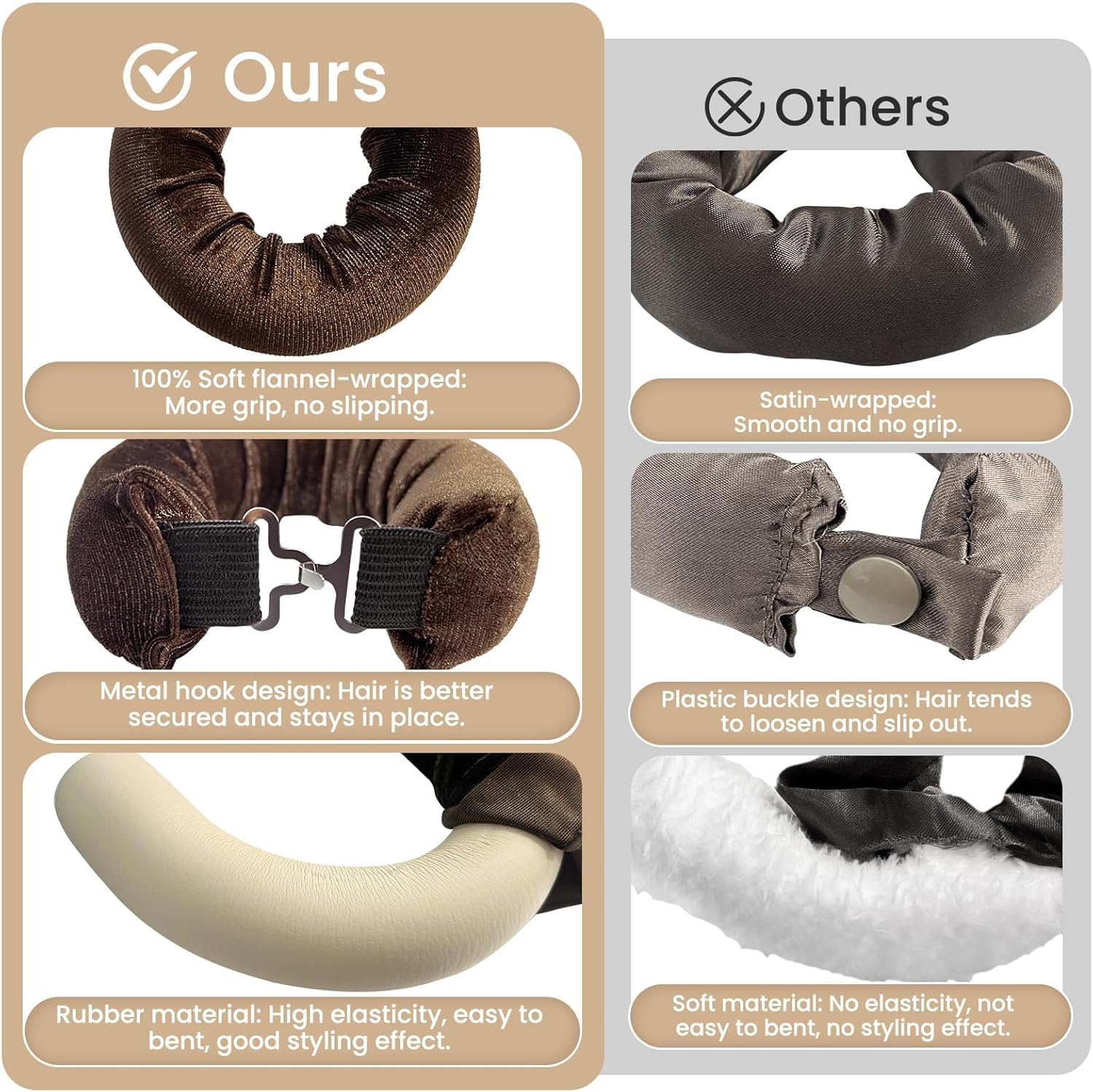 Heatless Hair Curler, Heatless Curls Overnight, No Heat Heatless Curling Rod Headband, Heatless Hair Curlers to Sleep In, 4PCS Rods with Hook for Most Hair Types (Pink, 1 Count (Pack of 5)) - Brown image number 6