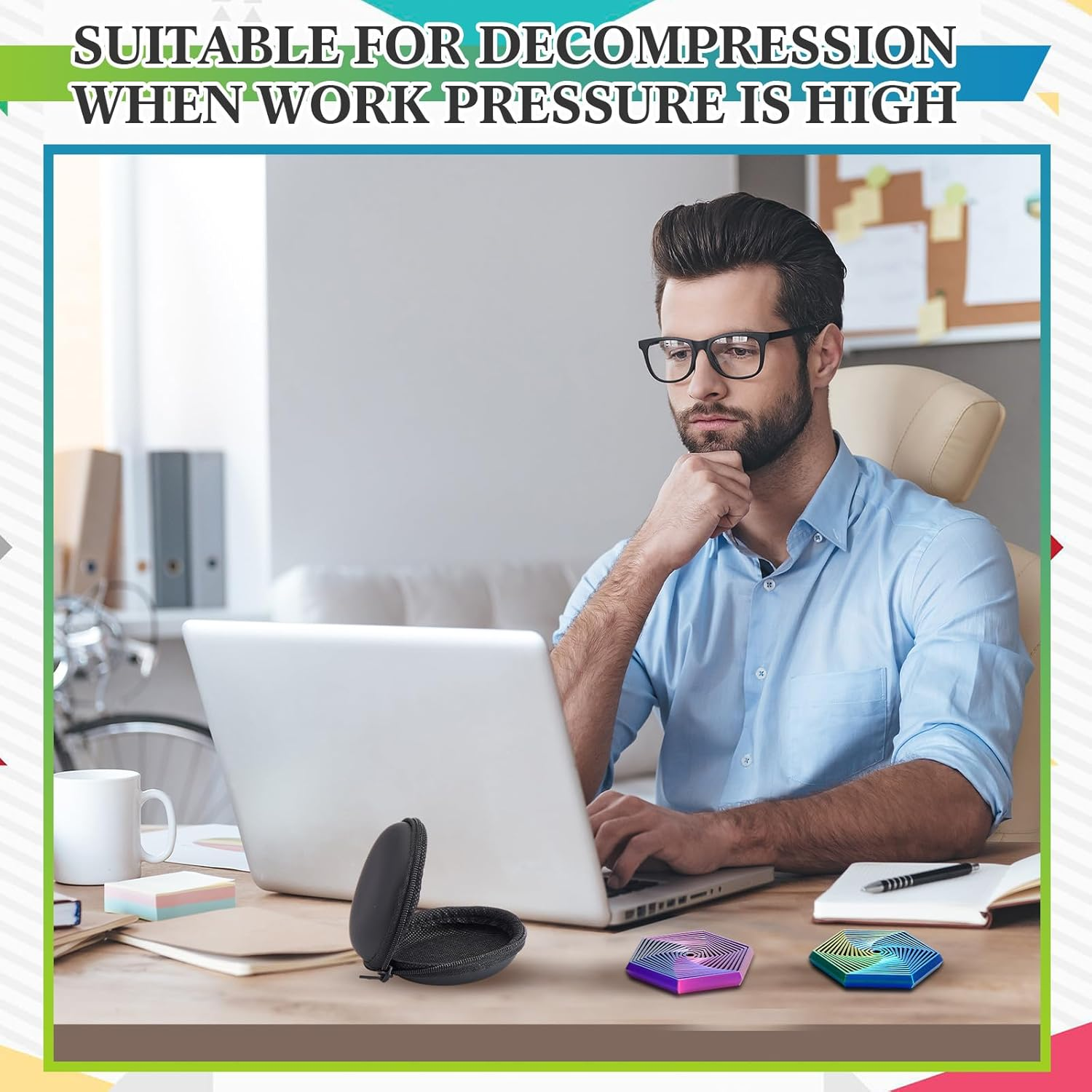 Seenelling 2 Pcs Fractal Fidget Hexagon 3D Printed anti Stress Sensory Tool for Adults Mindful Meditation Tool Geometric Hexagon Spiral for Stress and Anxiety Relief image number 4