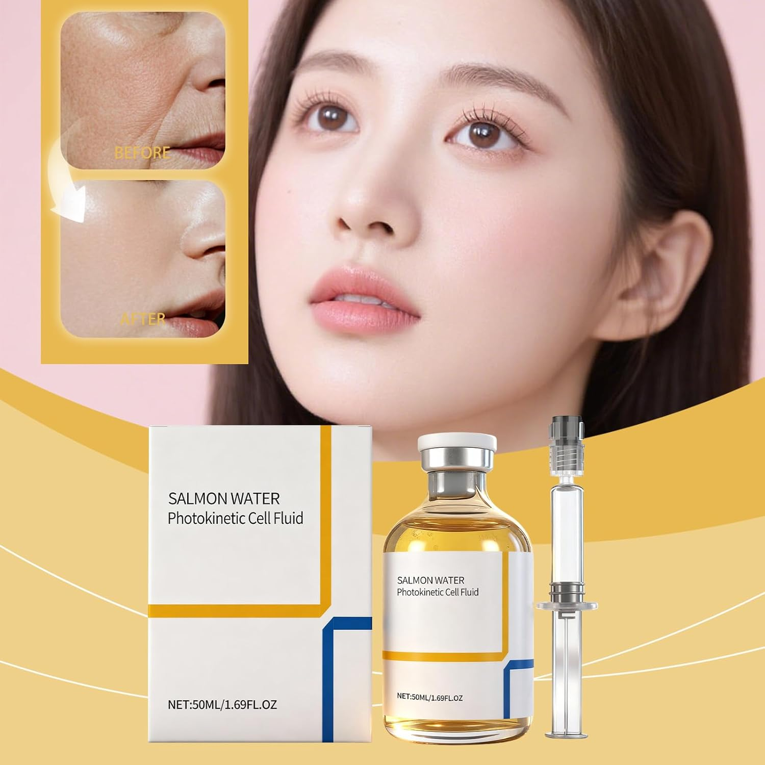 Salmon Anti-Wrinkle Serum, Salmon Water Photokinetic Cell Fluid, Vitamin C Serum for Face, Hydrates Moisturize & Soothes Skin for All Skin Types, Reduces Sagging, Support Skin Barrier (1Pcs) - 12Pcs image number 6