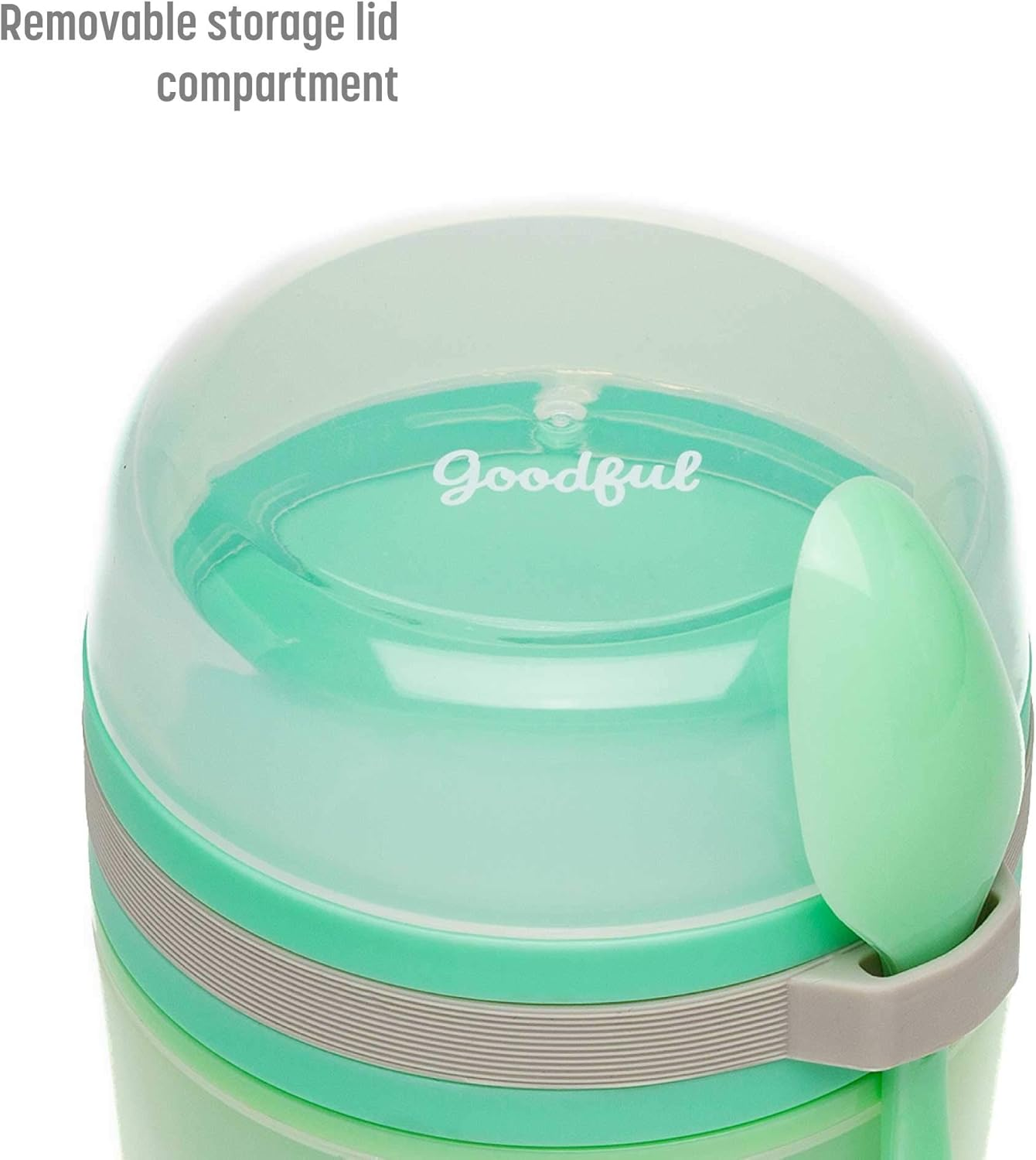 Goodful Double Wall Insulated Yogurt Container, Leak Proof Food Storage, Snack Container with Reusable Plastic Spoon, Microwave Safe, Dishwasher Safe, Freezer Safe, 14-Ounce, Green image number 4