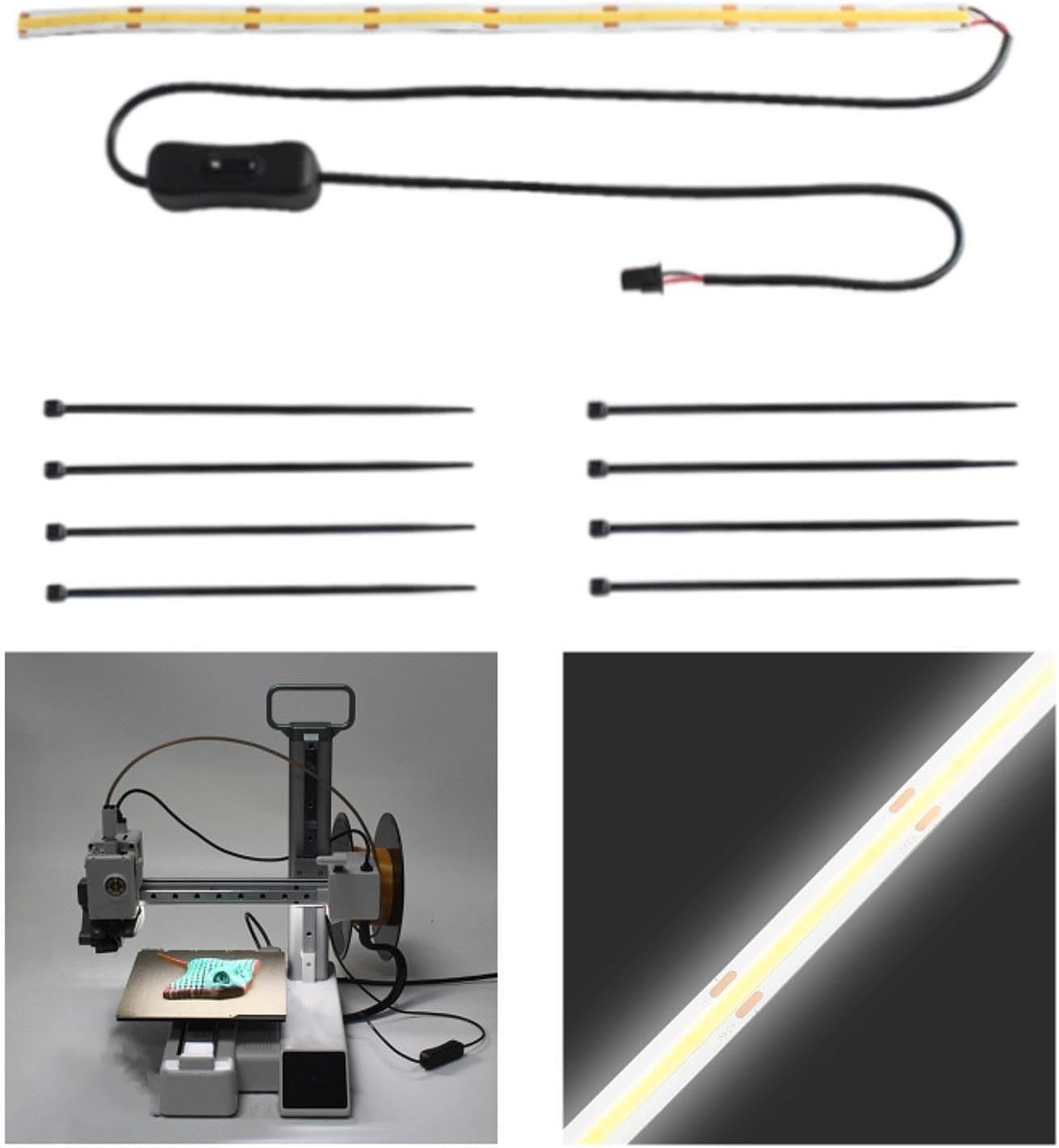 3D Printer 24V Light Led Strip with Cable Ties Replaces,Easy to Install Spare Light Led Strip Kit, 3D Printer Part Lamp Strip, 36Cm for A1 image number 2