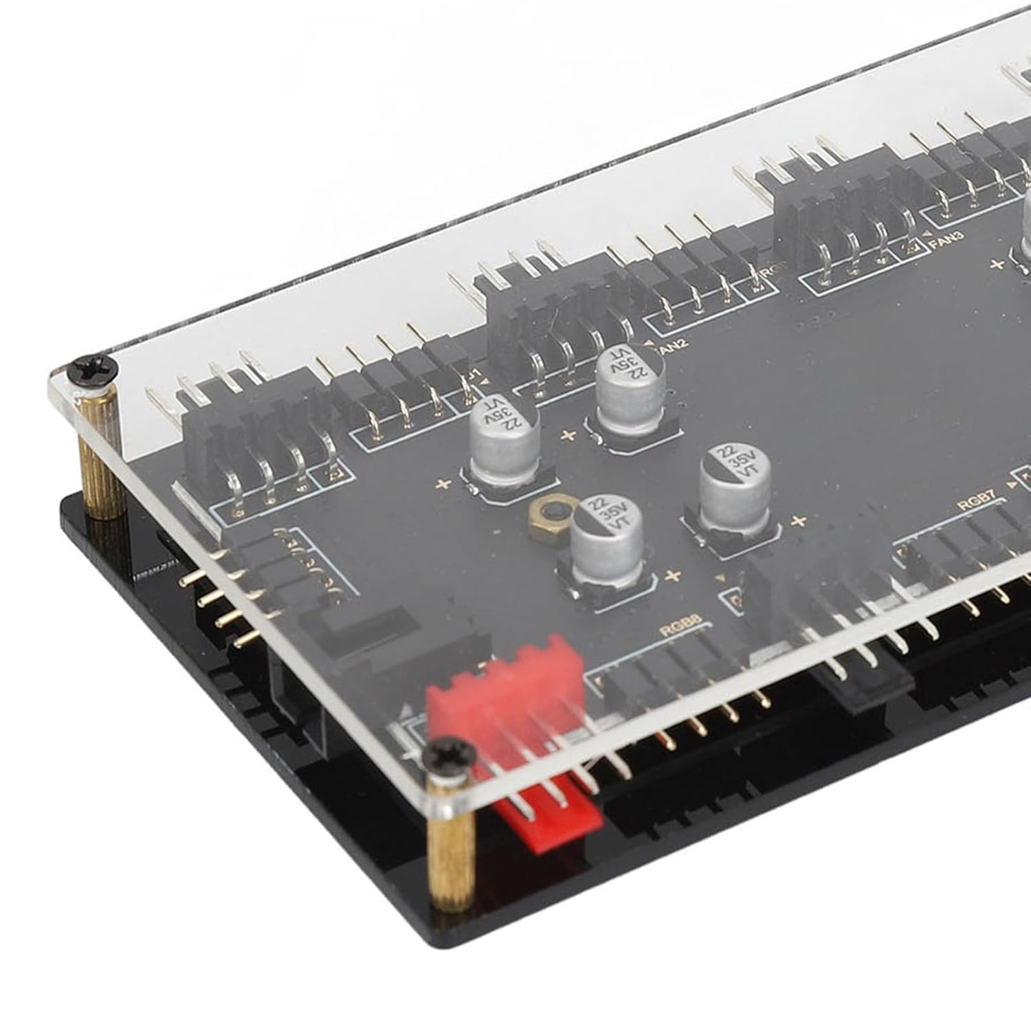 12V 4Pin ARGB PWM Hub, 8 Port ARGB PWM Fan Hub with RGB Synchronization Function, SATA Power Supply, Simple Cable Management for PC Case Fan image number 5