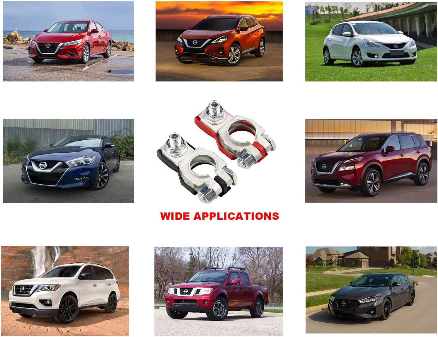 Battery Terminals for Nissan - Compatible for Nissan, Maxima, Rouge, Sentra, Murano,243407F000,24340-7F000, 243407F001, Positive and Negative,Plastic Cove - Copper Tinned image number 6