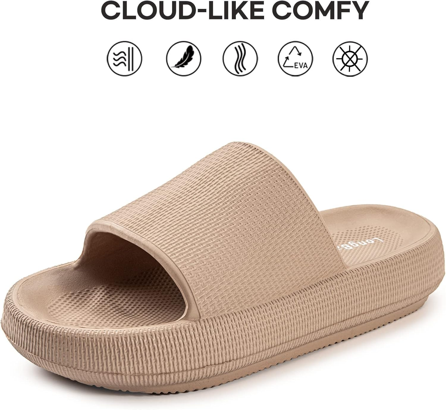 Longbay Cloud Slides for Women and Men, Comfy Pillow Slipper Shower Sandals Shoes with Arch Support for Pool Beach Home Indoor Outdoor Use image number 4