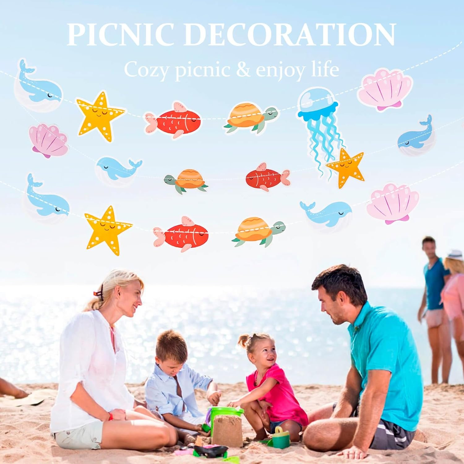 Dayker under the Sea Banner, Ocean Animals Garland, Premium Paper Ocean Theme Party Decoration for Girls Boys Birthday Celebrations, Baby Shower, Room Decor image number 5