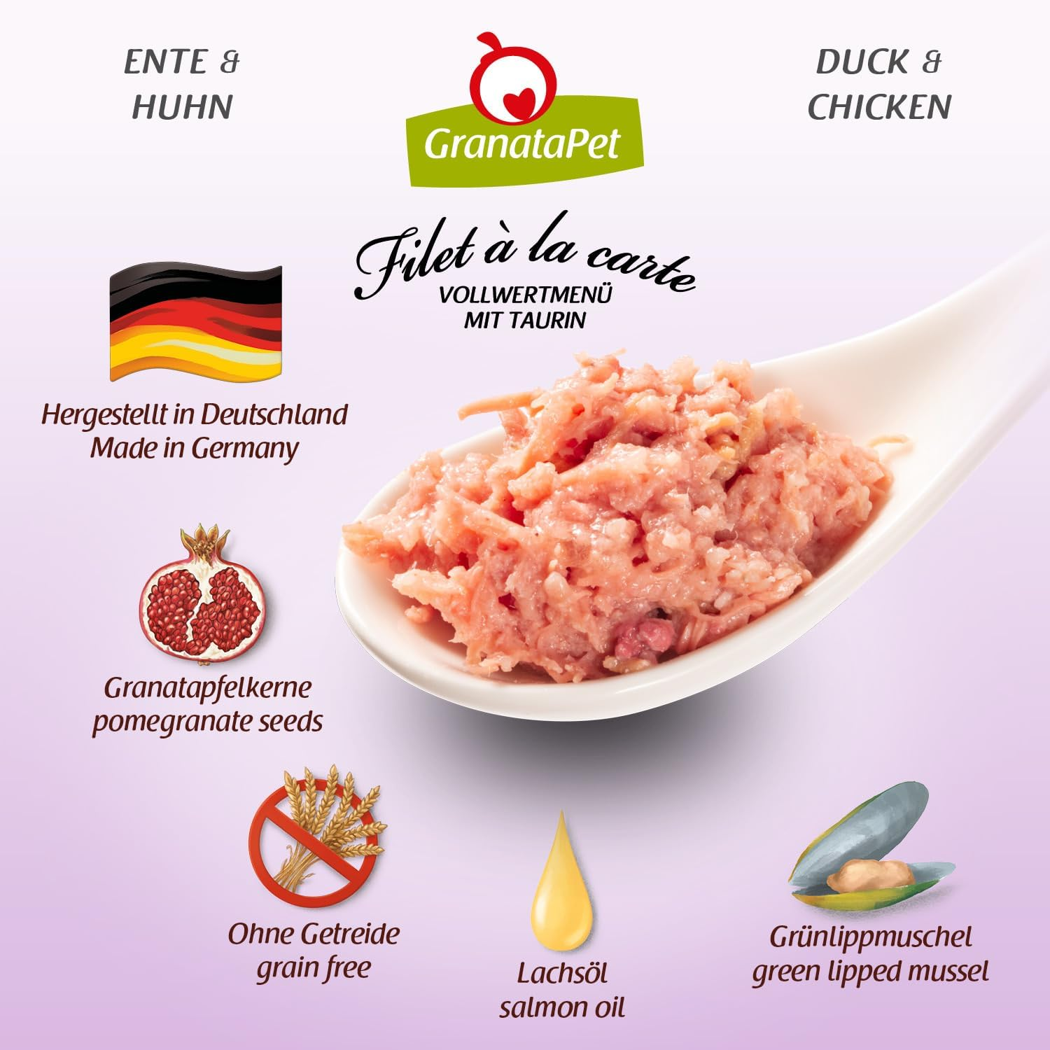 Granatapet Filet &Agrave; La Carte Duck & Chicken, Wet Food for Cats, Fillet Pieces without Grain, Cat Food without Added Sugar, High Meat Content, 6 X 85 G image number 4