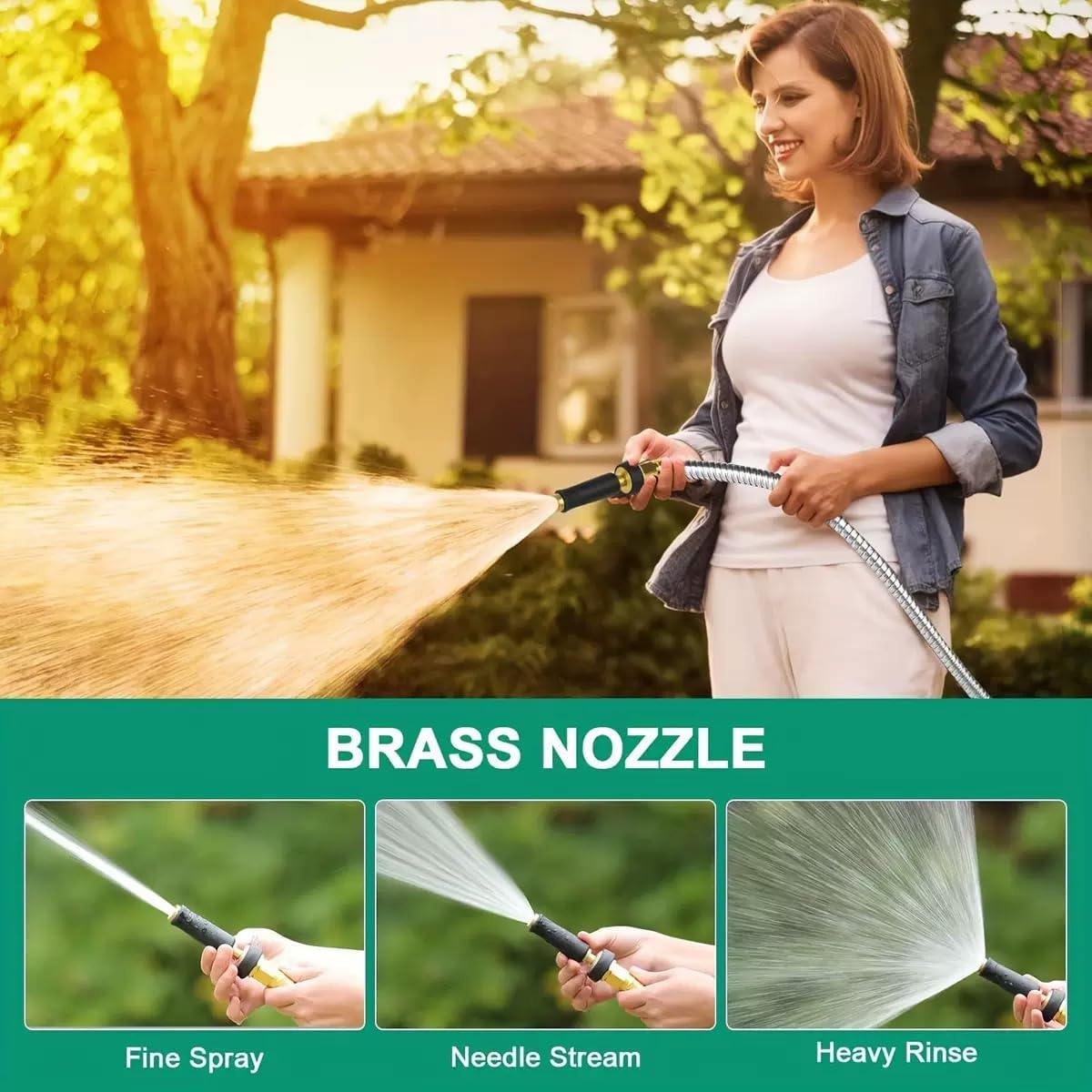 Expandable Metal Garden Hose 50 FT - 304 Stainless Steel Water Hose 50 FT - Lightweight Non Kinking Flexible Garden Hose, No Bite (1500, Centimeters) image number 2