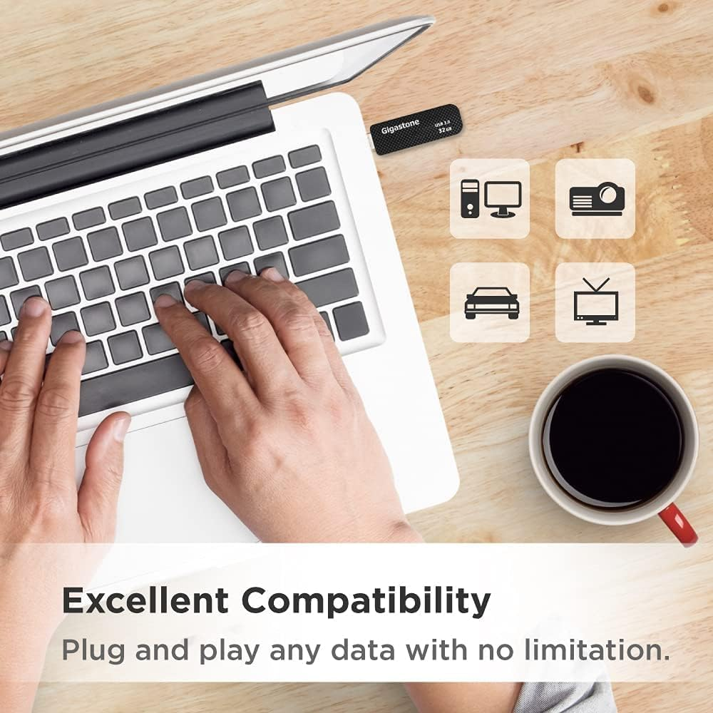 GIGASTONE Z30 32GB 10-Pack USB3.2 Gen 1 Flash Drive, Capless Retractable Design Pen Drive, Carbon Fiber Style Thumb Drive, Reliable Performance & Durable, USB 2.0/USB 3.0/USB 3.1 Interface Compatible image number 5