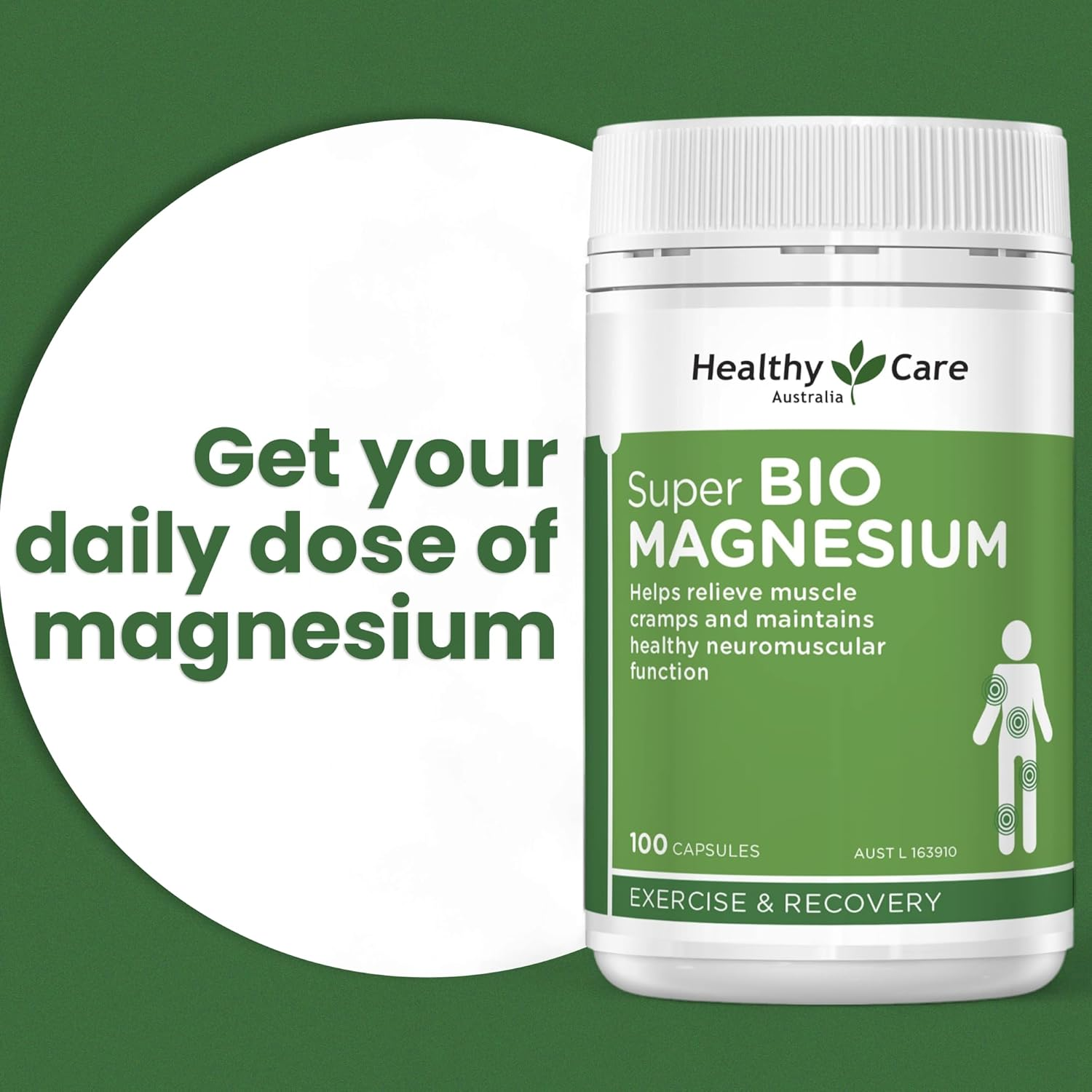 Healthy Care Super Bio Magnesium Capsules - Comprehensive Muscle and Neuromuscular Support - Premium Quality Dietary Supplement - 100 Capsules image number 5