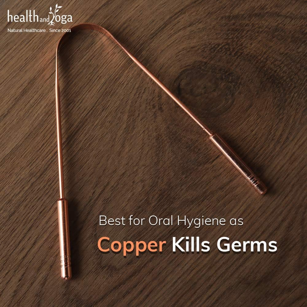Healthandyoga(Tm) Qswipe Surgical Grade Tongue Cleaner Scraper - Bacteria Inhibiting, Non-Synthetic Grip - Sterilizable (Copper - 2-Pack) image number 4