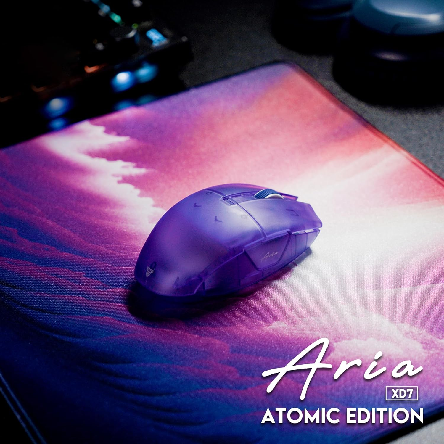 Fantech Aria XD7 Atomic Wireless Gaming Mouse, Tri-Mode Connection Pixart 3395 Gaming Sensor 26000 DPI, HUANO Switches, 59 Grams Lightweight Ambidextrous Egg Shape for PC & Laptop - Purple image number 3