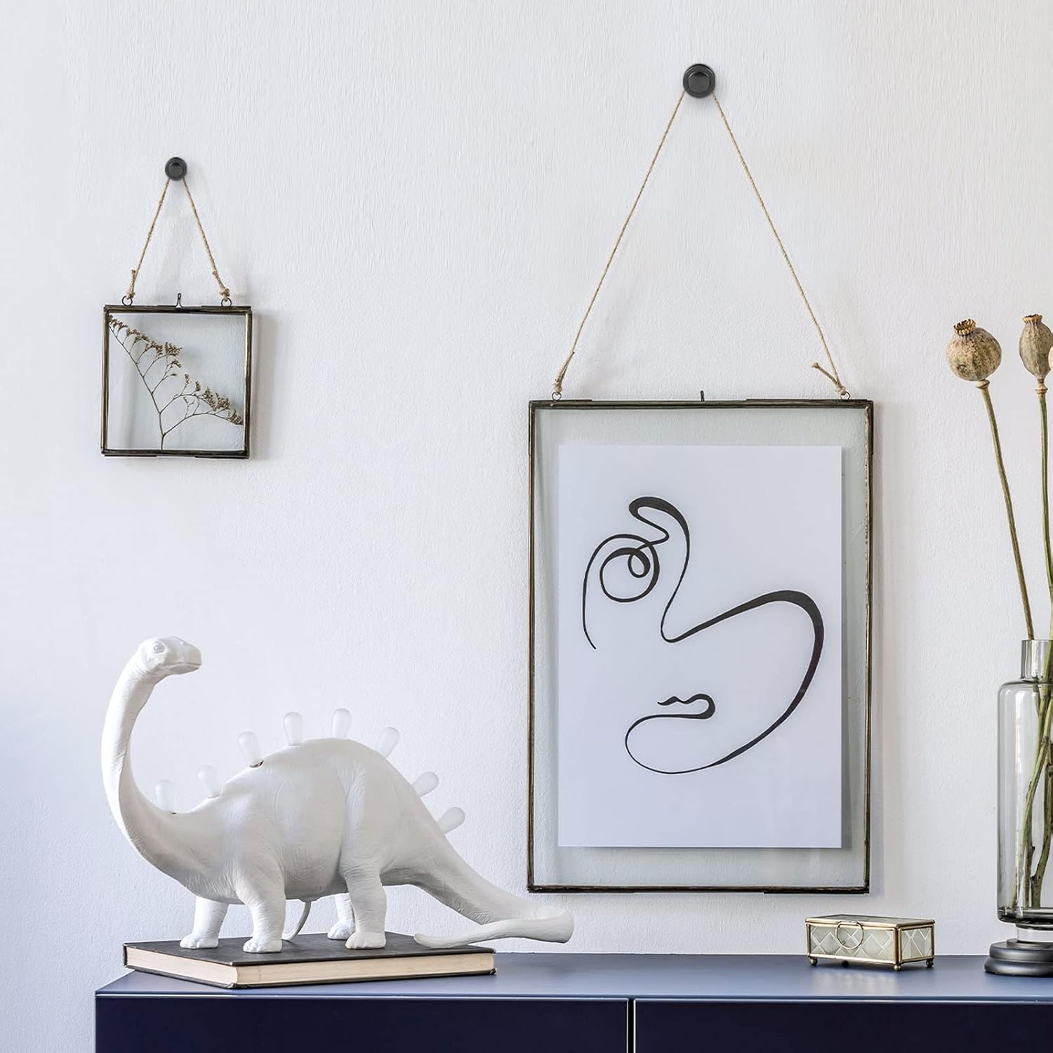 Ferraycle 40 Piece Double Headed Picture Hangers Nails 4 Size Long Thumb Tacks for Wall Hanging Decorative Nails Push Pins Picture Hooks for Drywall Photo Decor, 10/20/ 30/ 50Lb(Black) image number 2