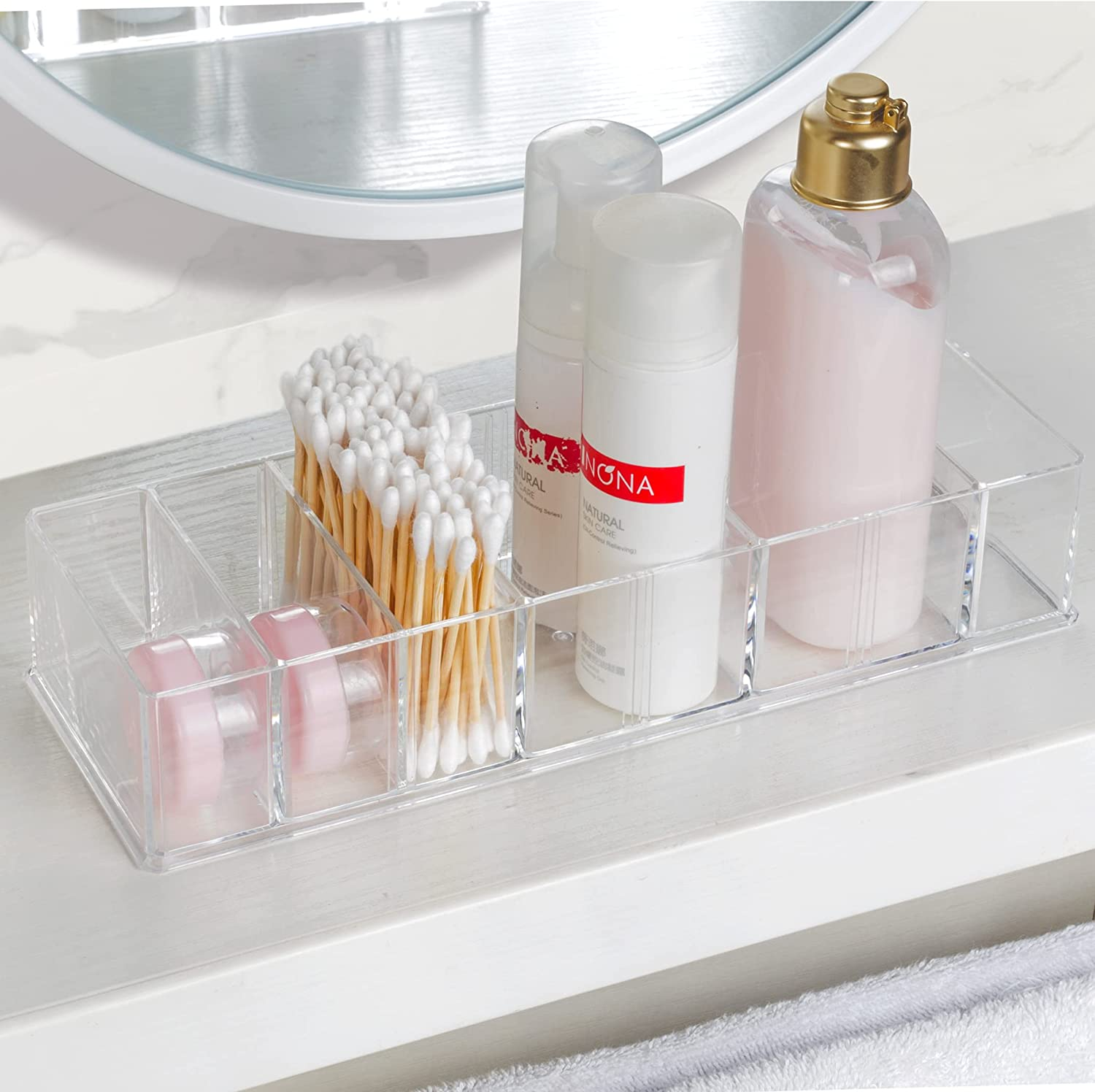 Seitop Detachable Makeup Organizer, 8 Compartments Acrylic Cosmetic Storage Jewelry Display Boxes, Clear Drawer Organizers Case for Dresser Vanity Bathroom Kitchen, Clear image number 6