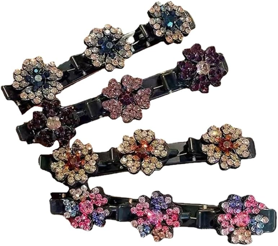 XFSRG Pack of 4 Flower Hair Clips Women'S Acrylic Hair Accessories Sparkling Hair Clips for Elegant Hairstyles and Stylish Occasions (Multi-Colour) image number 3