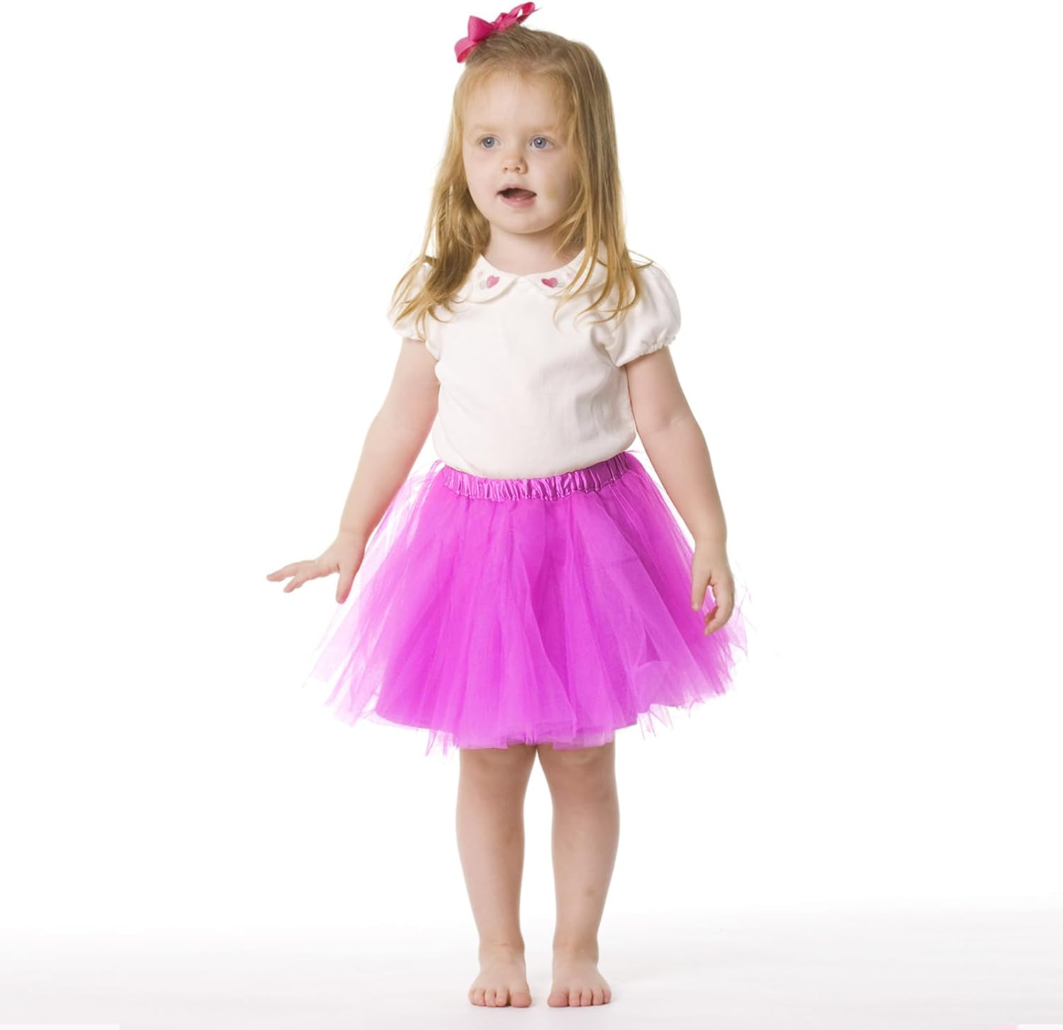 COZY CORE Girls Tutu Skirt 3 Layered Dance Dress Tutu Skirts for 2-8 Years Kids,Ruffle Tiered Ballet Clubwear for Performances,Parties,Playtime - Hot Pink image number 2