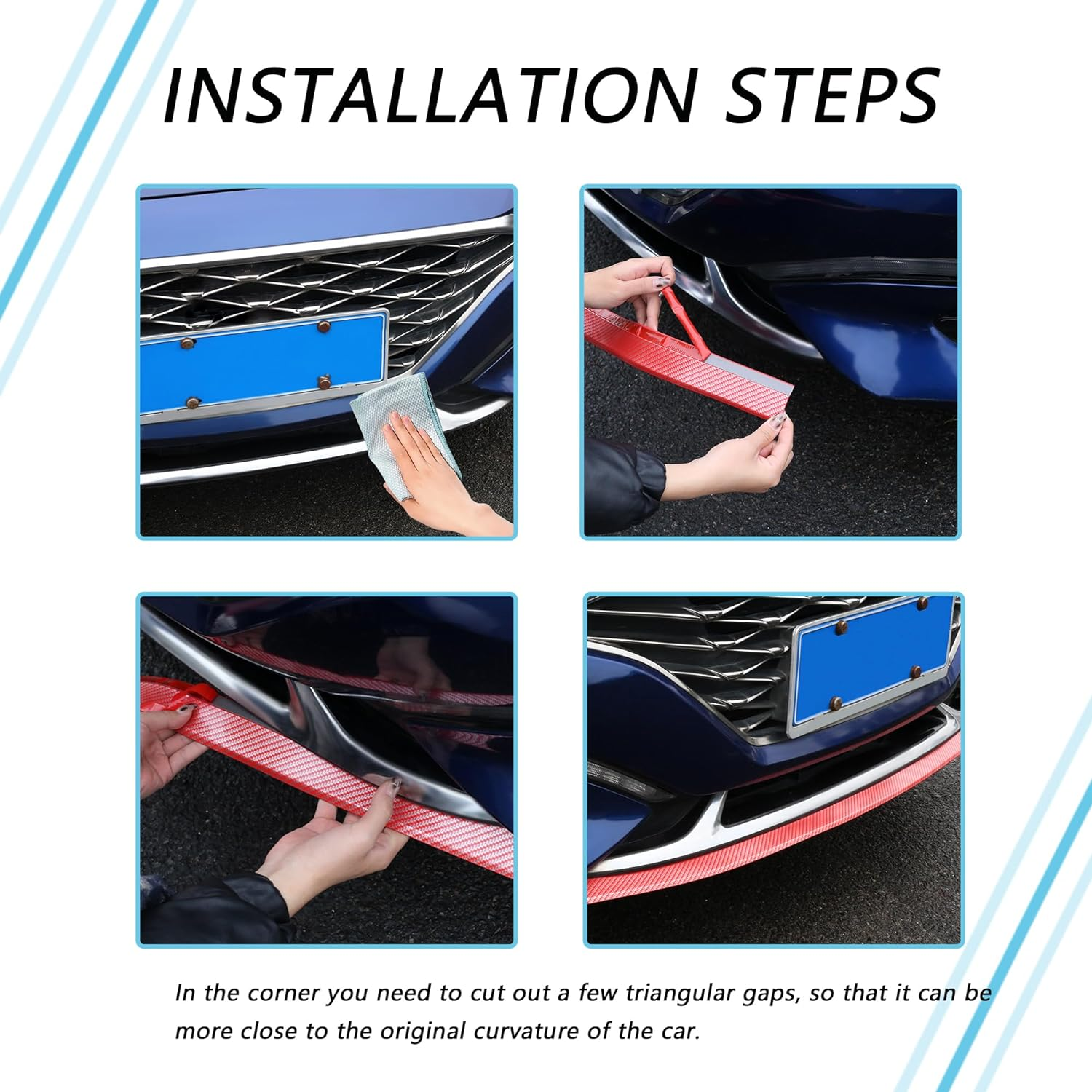 8.2Ft Universal Front Bumper Lip Strip, Anti-Scratch Rubber Spoiler for Side Skirts, Bumpers, Trunk - Car Exterior Accessories for Truck SUV (White) image number 2