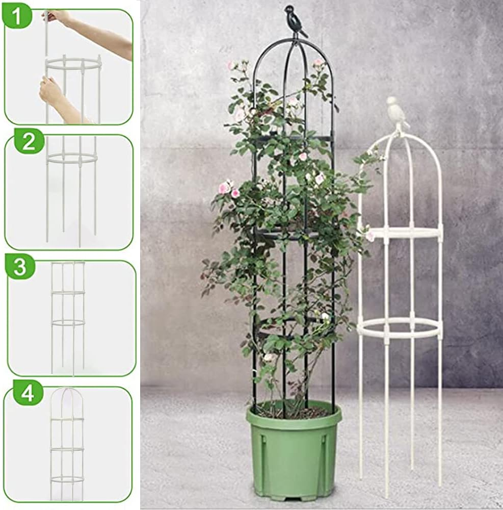 Anothera Garden Trellis for Climbing Plants 6Ft Outdoor Tower Obelisk Garden Trellis Tall Potted Plants Support Flowers （White） image number 3