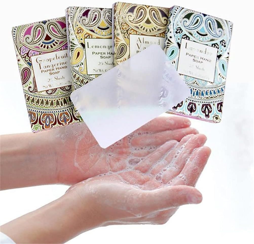8 Boxes (800 Sheets) Portable Mini Paper Soap, Disposable Soap Paper Boxed Travel Soap Paper Washing Hand Bath Clean Scented Slice Sheets image number 4