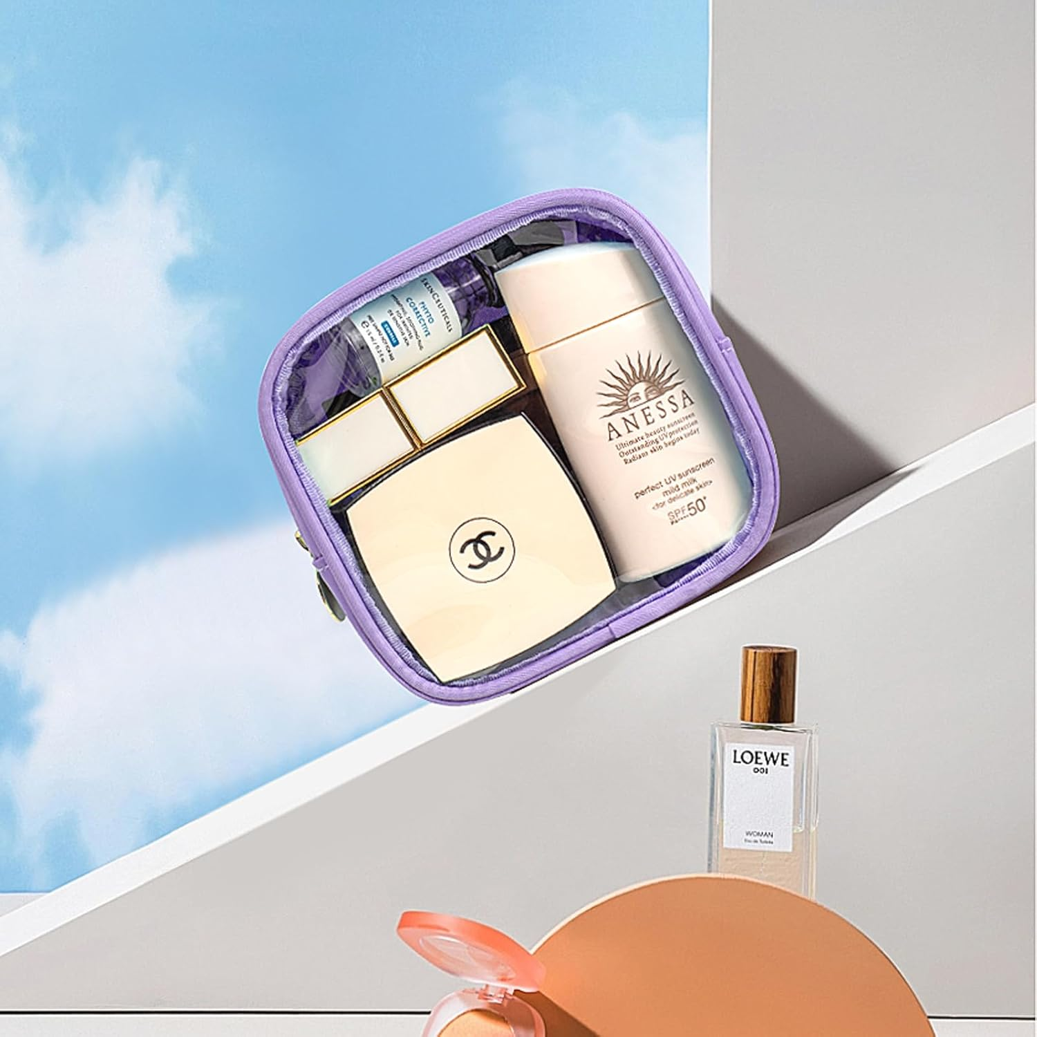 DDPOND Small Clear Makeup Bag for Purse,Clear Toiletry Bag TSA Approved Toiletry Bag Travel Makeup Bag Pouch Car Accessories Travel Essentials for Women Girls(Large Yellow) image number 2