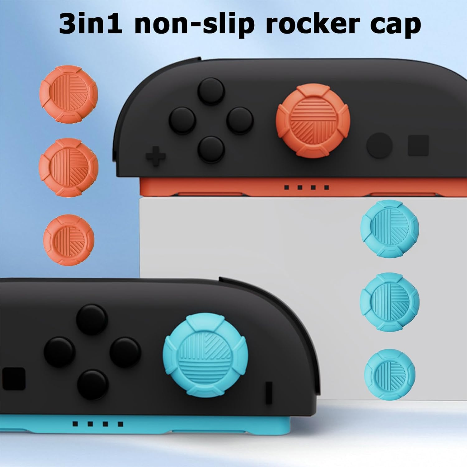 For Nintendo Switch 2 Thumb Grip (2025), Ergonomic Joycon Stick Covers Thumb Grip Caps Compatible with Switch2, for Improved Grip & Durability (Blue&Orange_3Pairs(6Pcs)) image number 5
